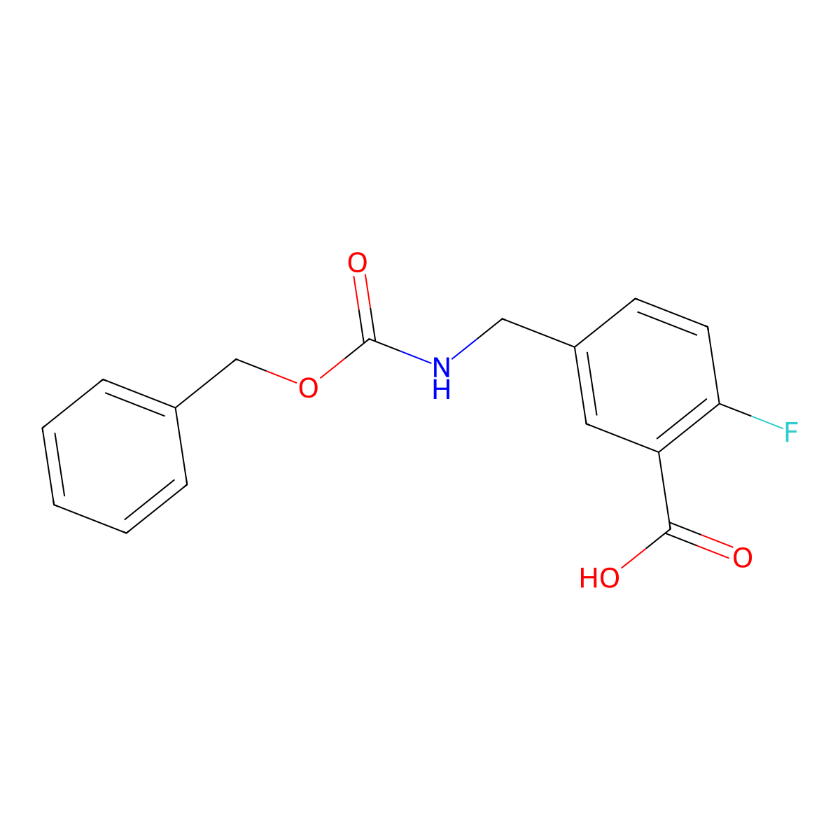 5-({[(Benzyloxy)carbonyl]amino}methyl)-2-fluorobenzoic acid molecular structure, CAS 2580235-95-4