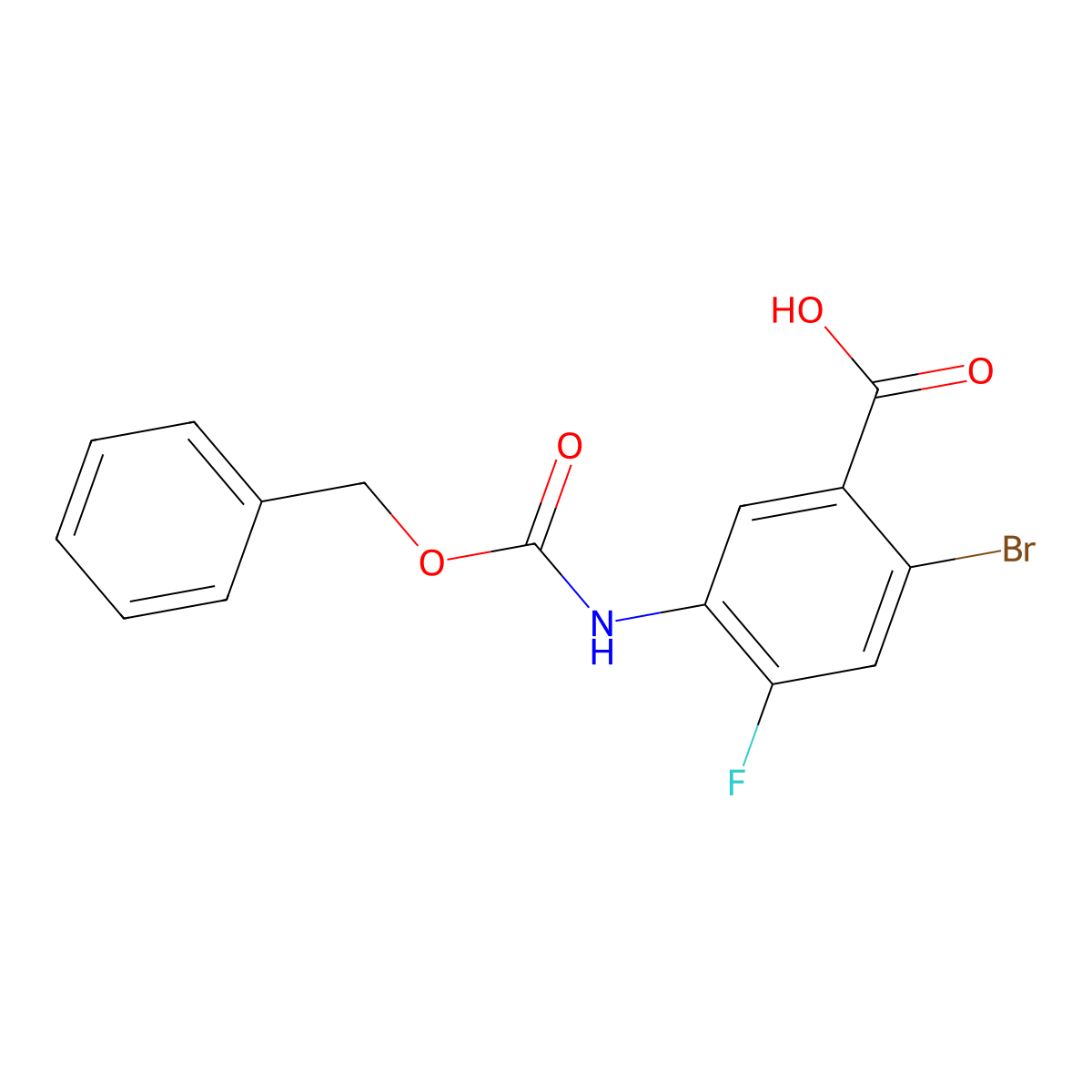5-{[(Benzyloxy)carbonyl]amino}-2-bromo-4-fluorobenzoic acid molecular structure, CAS 2580235-97-6