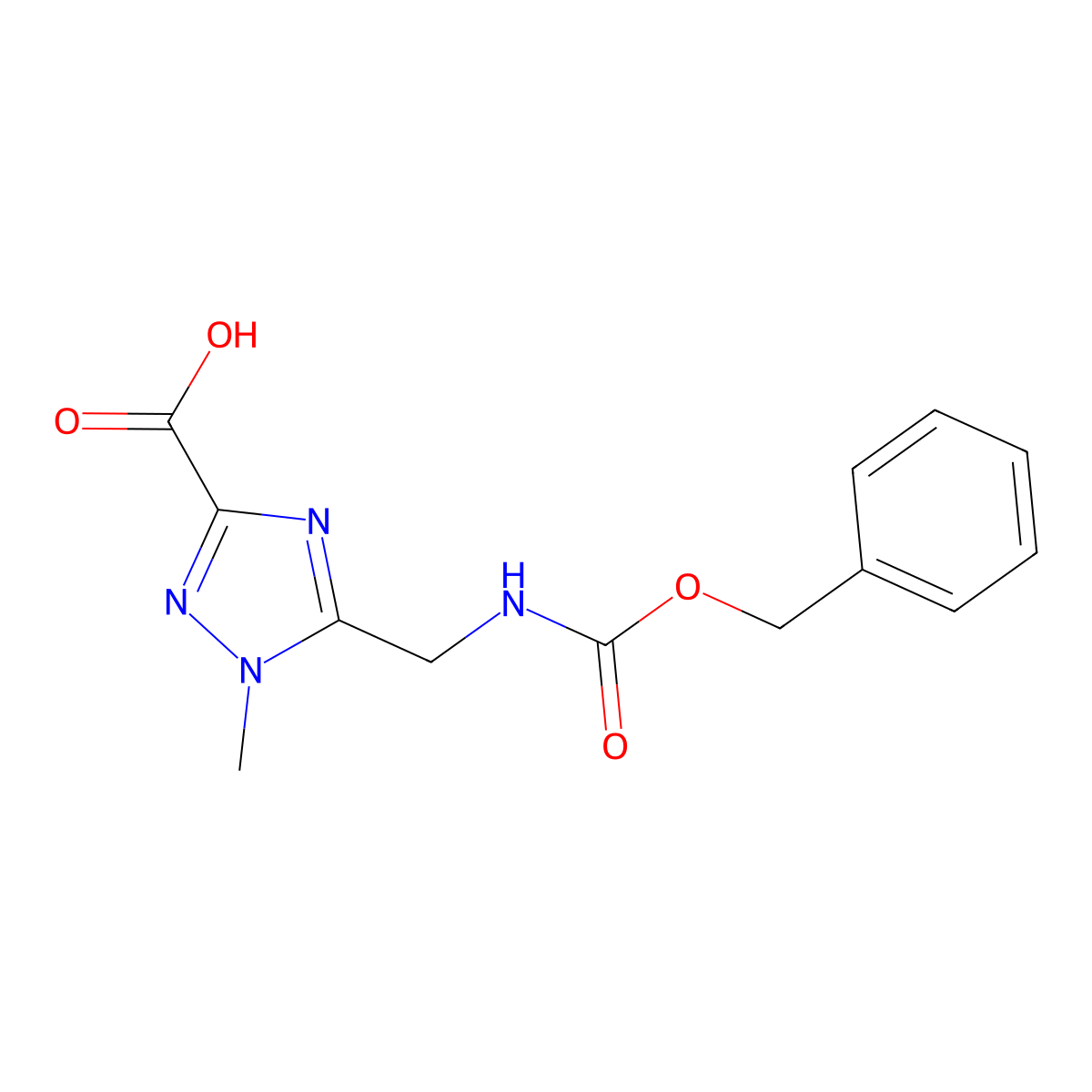 5-({[(benzyloxy)carbonyl]amino}methyl)-1-methyl-1H-1,2,4-triazole-3-carboxylic acid molecular structure, CAS 2580235-98-7