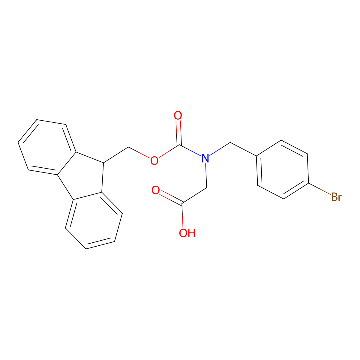 2-{[(4-bromophenyl)methyl]({[(9H-fluoren-9-yl)methoxy]carbonyl})amino}acetic acid molecular structure, CAS 2580236-06-0