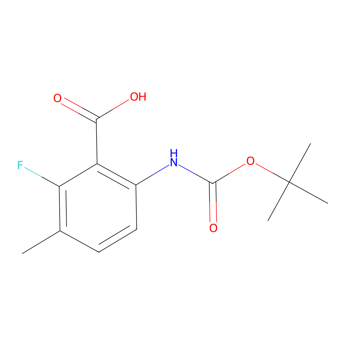 6-{[(Tert-butoxy)carbonyl]amino}-2-fluoro-3-methylbenzoic acid molecular structure, CAS 2580236-08-2