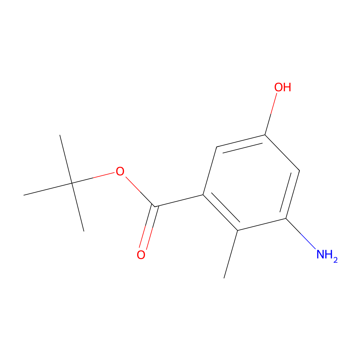 tert-Butyl 3-amino-5-hydroxy-2-methylbenzoate molecular structure, CAS 2580236-11-7