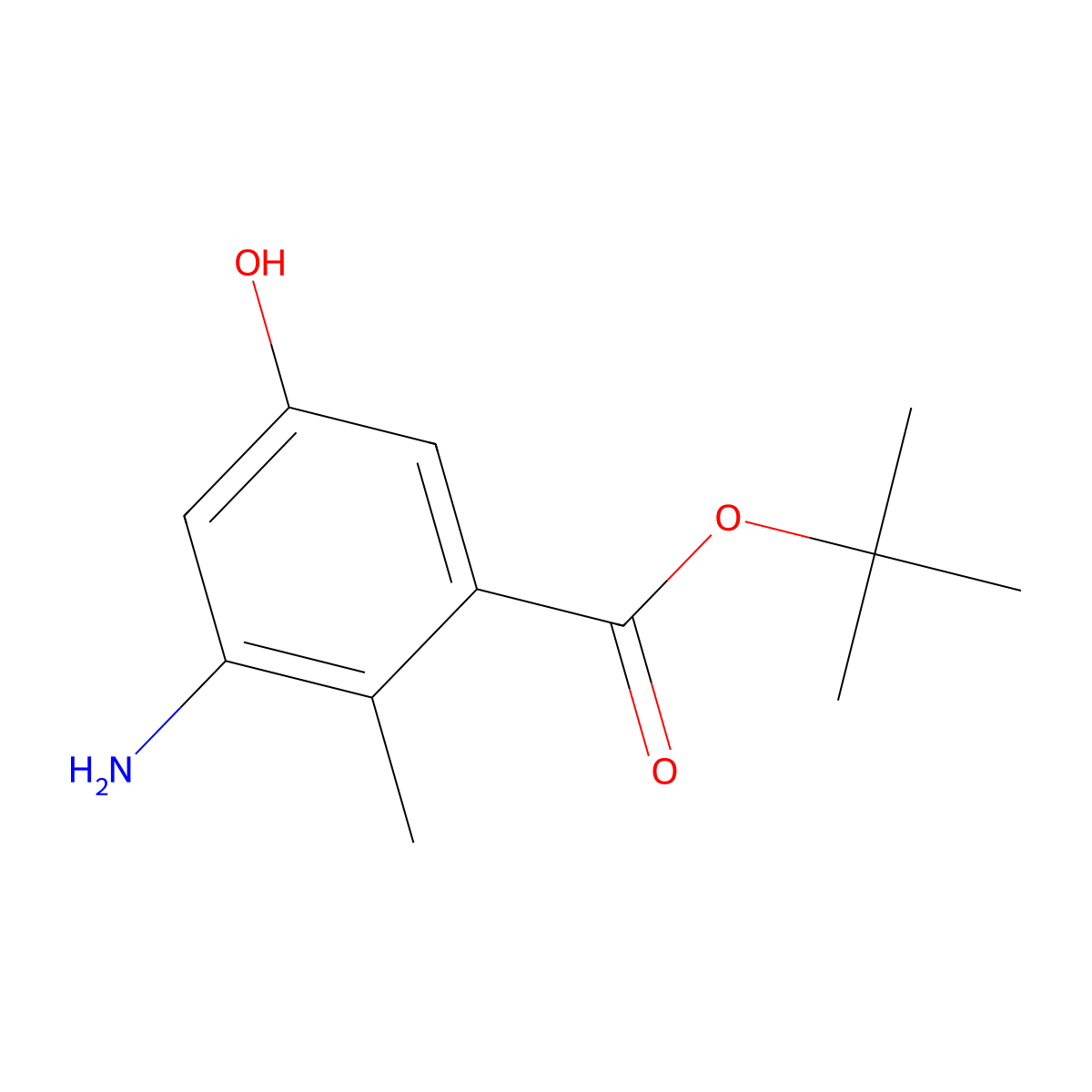 tert-Butyl 3-amino-5-hydroxy-2-methylbenzoate molecular structure, CAS 2580236-11-7