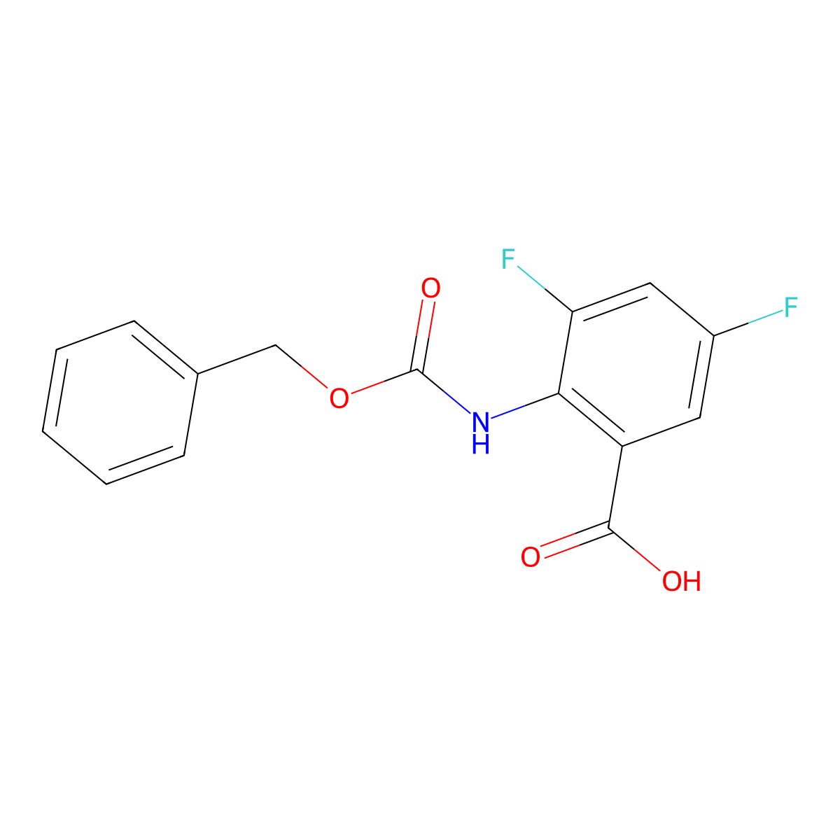 2-{[(Benzyloxy)carbonyl]amino}-3,5-difluorobenzoic acid molecular structure, CAS 2580236-24-2