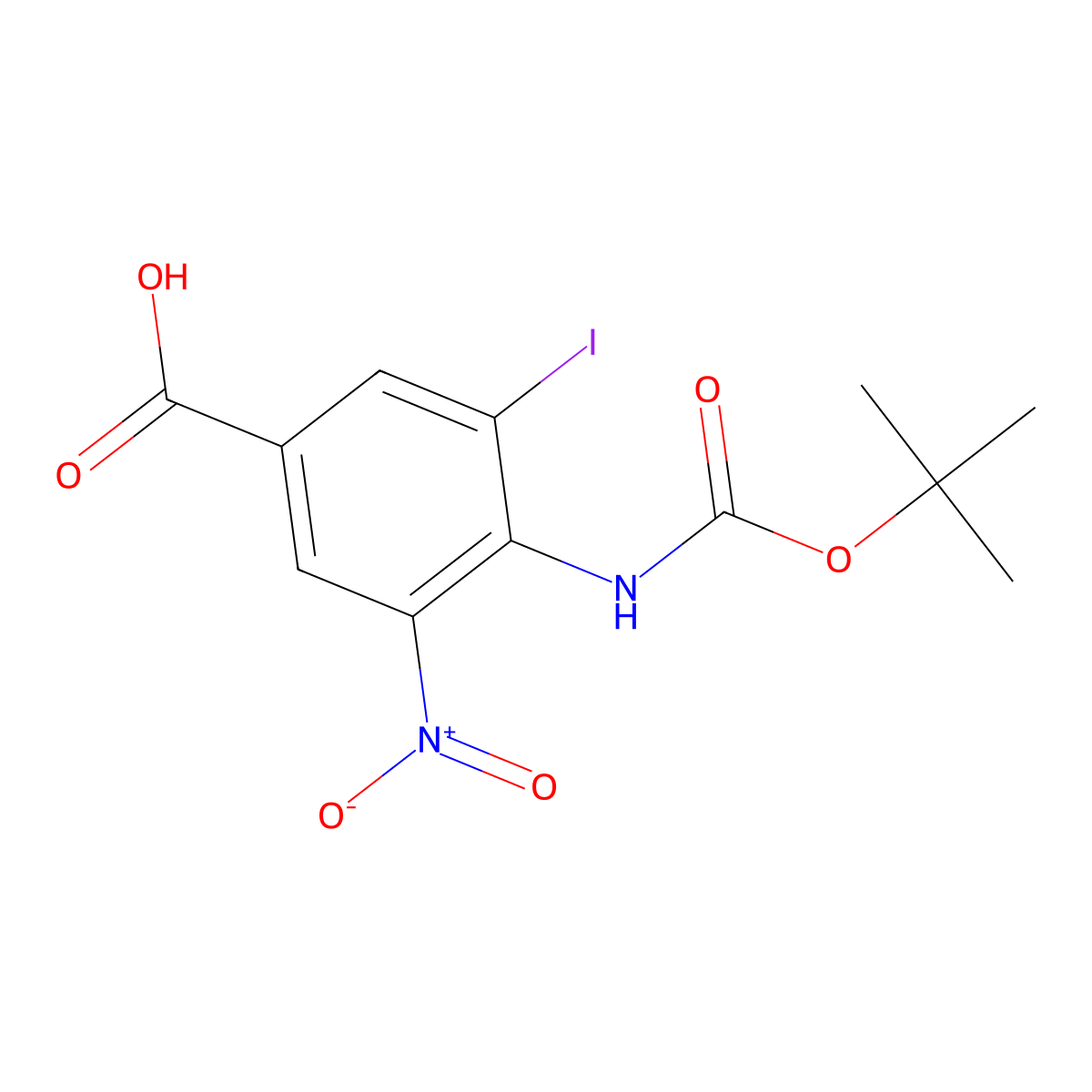 4-{[(Tert-butoxy)carbonyl]amino}-3-iodo-5-nitrobenzoic acid molecular structure, CAS 2580236-26-4