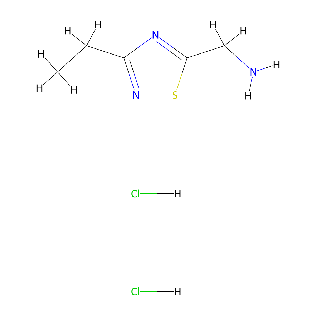 (3-Ethyl-1,2,4-thiadiazol-5-yl)methanamine;dihydrochloride molecular structure, CAS 2580236-29-7