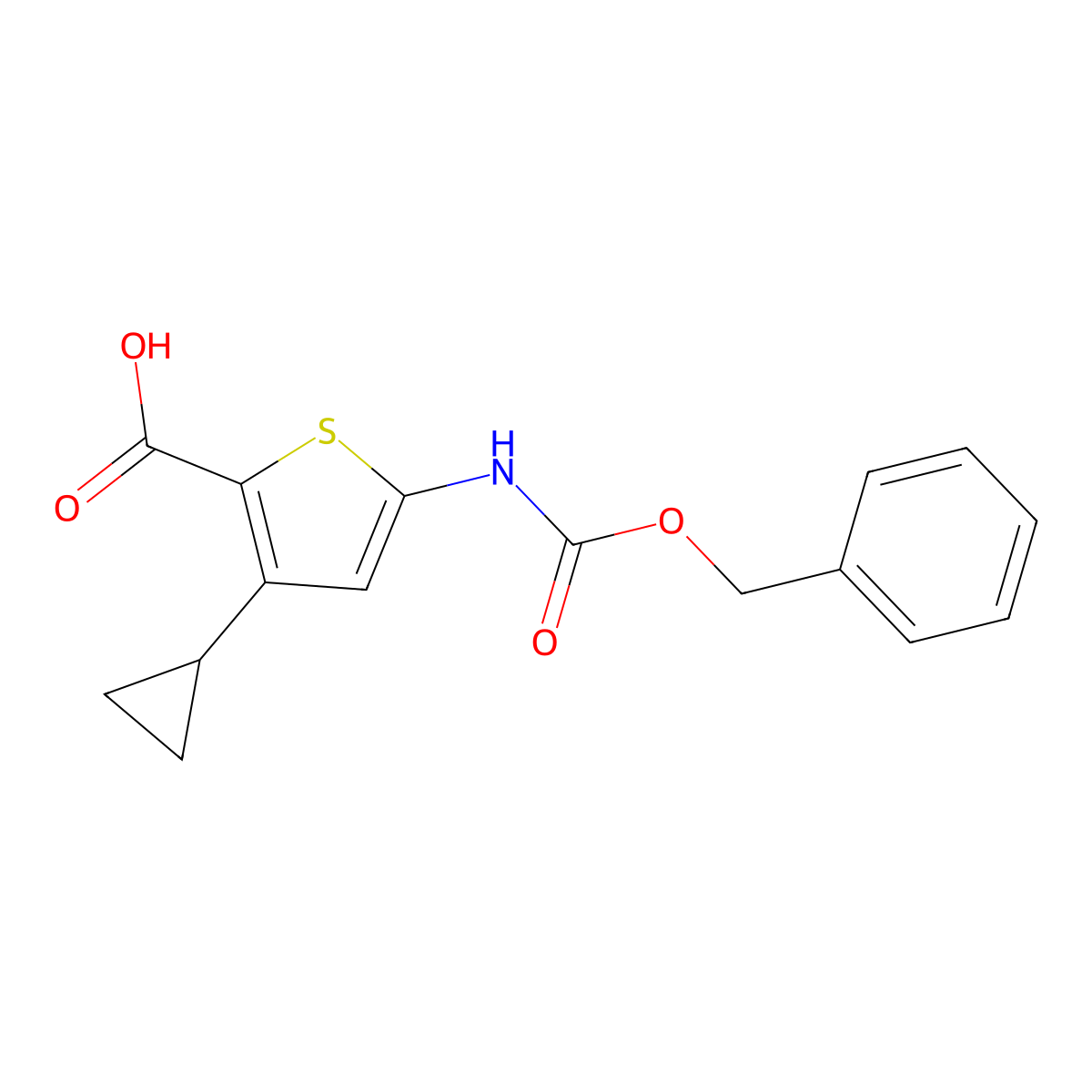 5-{[(Benzyloxy)carbonyl]amino}-3-cyclopropylthiophene-2-carboxylic acid molecular structure, CAS 2580236-32-2