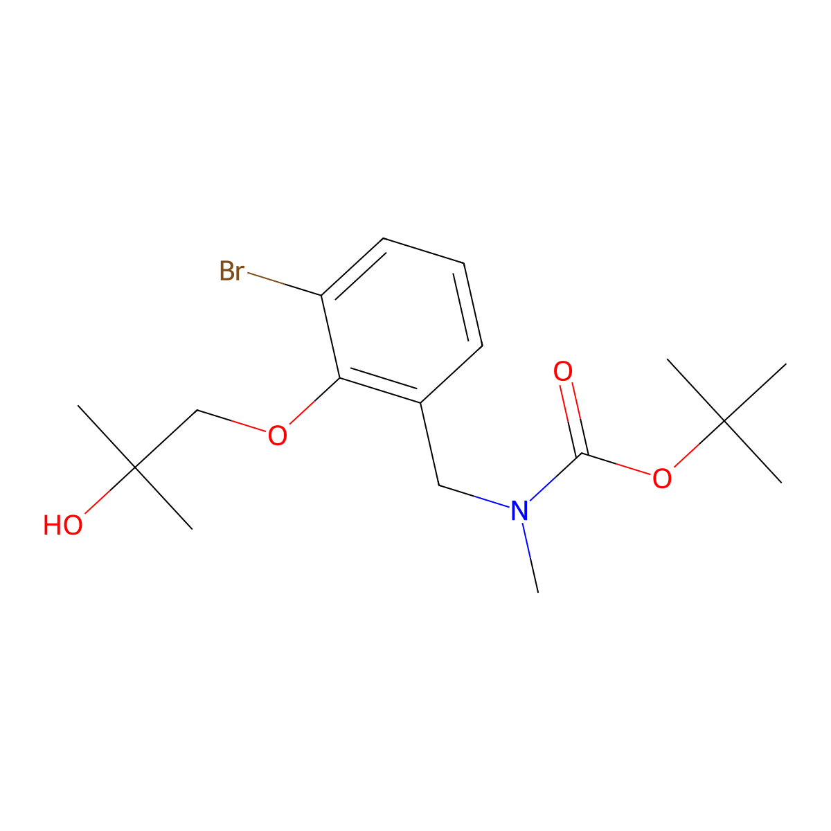 tert-butyl N-{[3-bromo-2-(2-hydroxy-2-methylpropoxy)phenyl]methyl}-N-methylcarbamate molecular structure, CAS 2580236-35-5