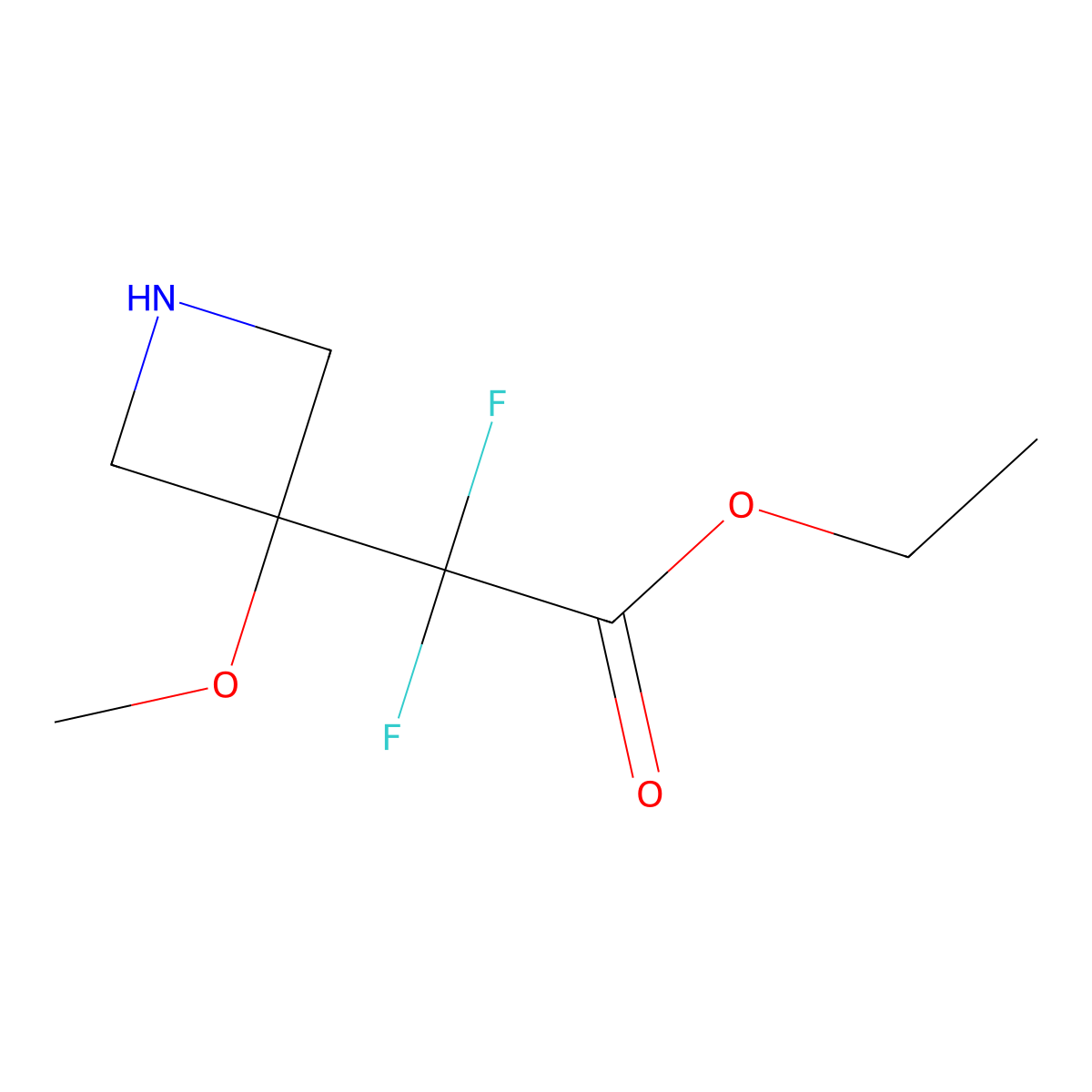 Ethyl 2,2-difluoro-2-(3-methoxyazetidin-3-yl)acetate molecular structure, CAS 2580236-36-6