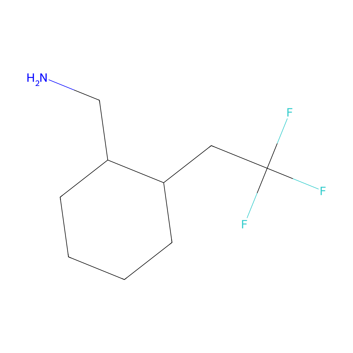 1-[2-(2,2,2-Trifluoroethyl)cyclohexyl]methanamine molecular structure, CAS 2580236-53-7