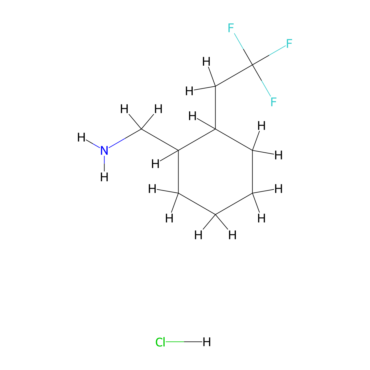 [2-(2,2,2-Trifluoroethyl)cyclohexyl]methanamine;hydrochloride molecular structure, CAS 2580236-54-8