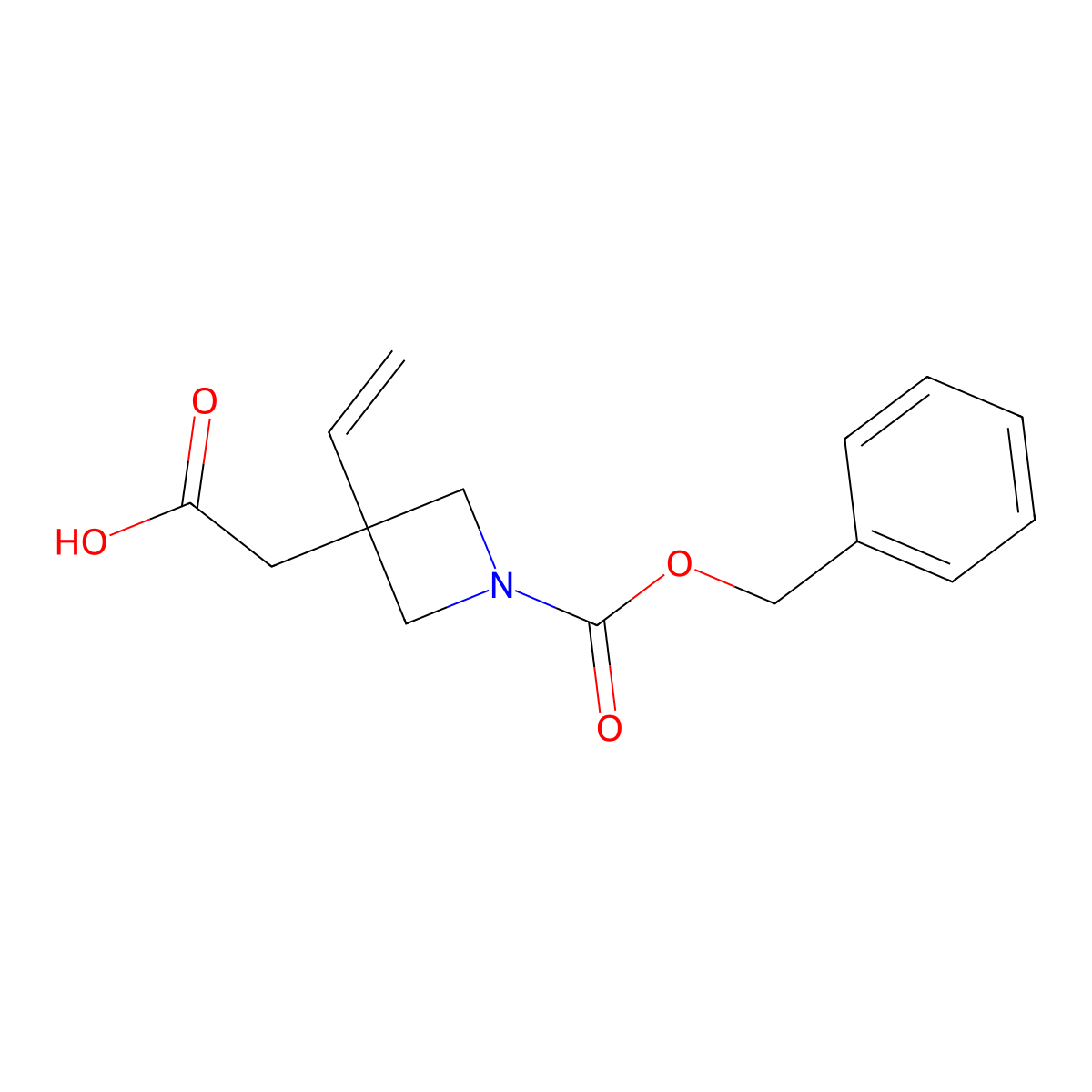 2-{1-[(Benzyloxy)carbonyl]-3-ethenylazetidin-3-yl}acetic acid molecular structure, CAS 2580236-55-9