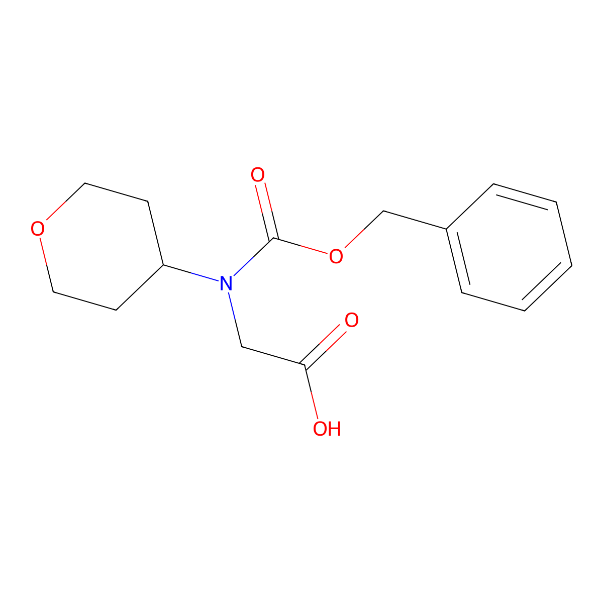 2-{[(Benzyloxy)carbonyl](oxan-4-yl)amino}acetic acid molecular structure, CAS 2580236-56-0