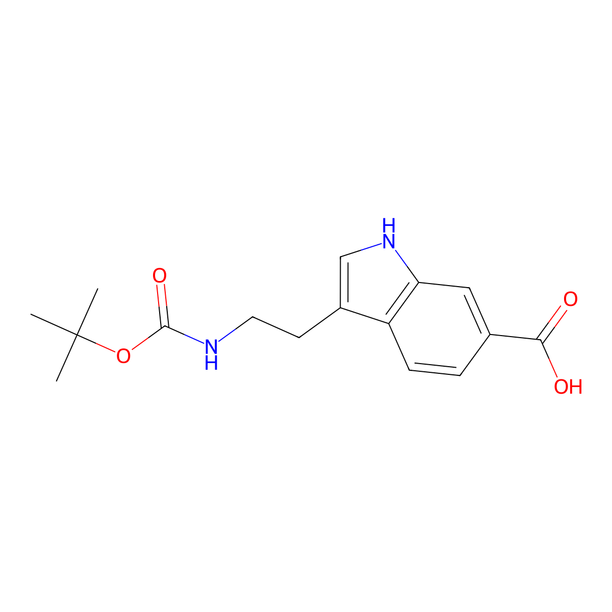 3-(2-{[(tert-butoxy)carbonyl]amino}ethyl)-1H-indole-6-carboxylic acid molecular structure, CAS 2580236-61-7