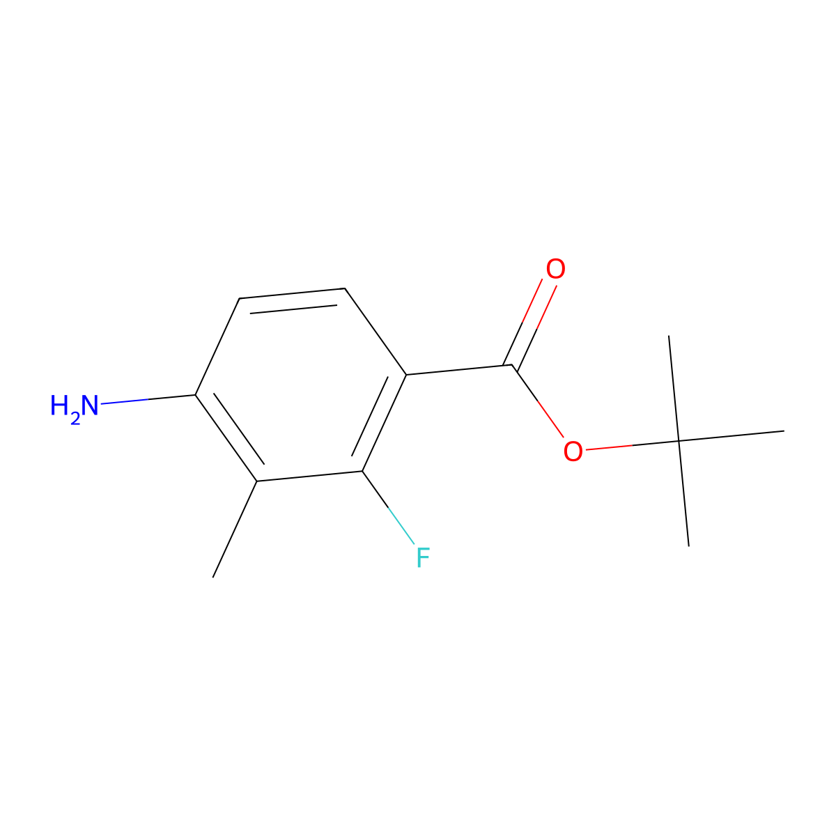 Tert-butyl 4-amino-2-fluoro-3-methylbenzoate molecular structure, CAS 2580236-71-9