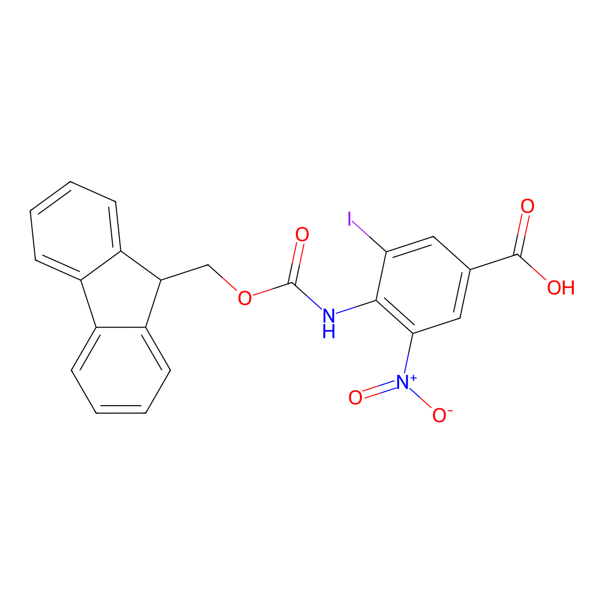 4-({[(9H-fluoren-9-yl)methoxy]carbonyl}amino)-3-iodo-5-nitrobenzoic acid molecular structure, CAS 2580236-73-1
