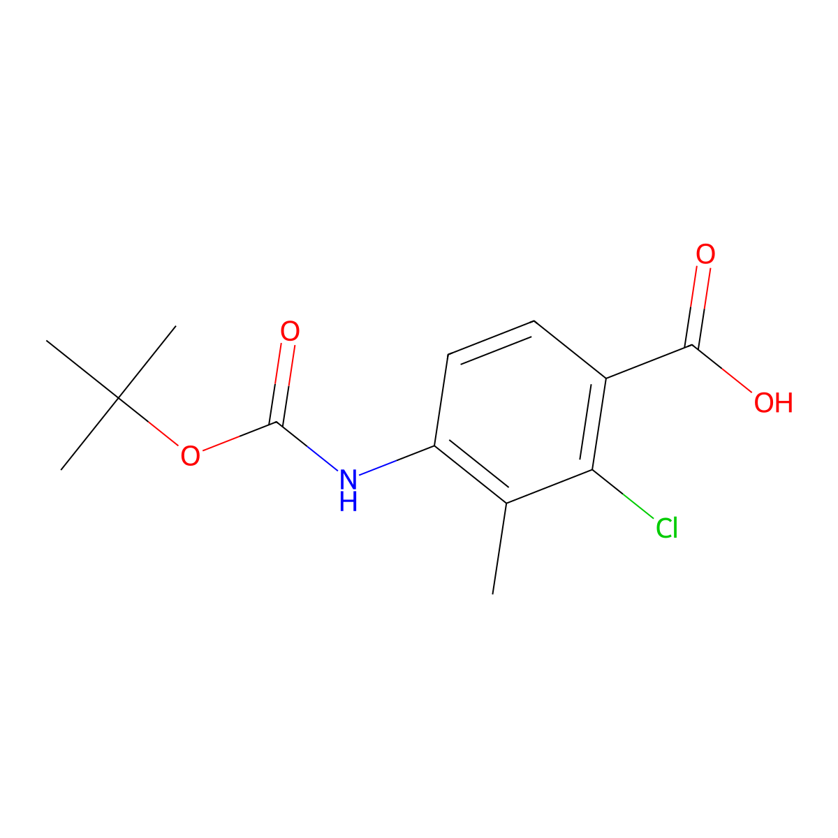 4-{[(Tert-butoxy)carbonyl]amino}-2-chloro-3-methylbenzoic acid molecular structure, CAS 2580236-76-4