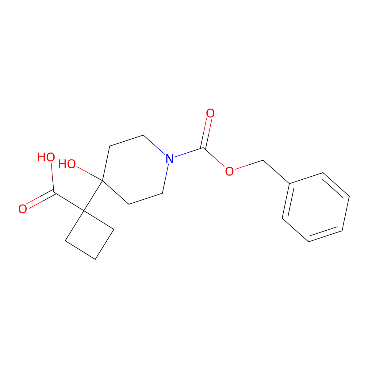 1-{1-[(Benzyloxy)carbonyl]-4-hydroxypiperidin-4-yl}cyclobutane-1-carboxylic acid molecular structure, CAS 2580236-79-7