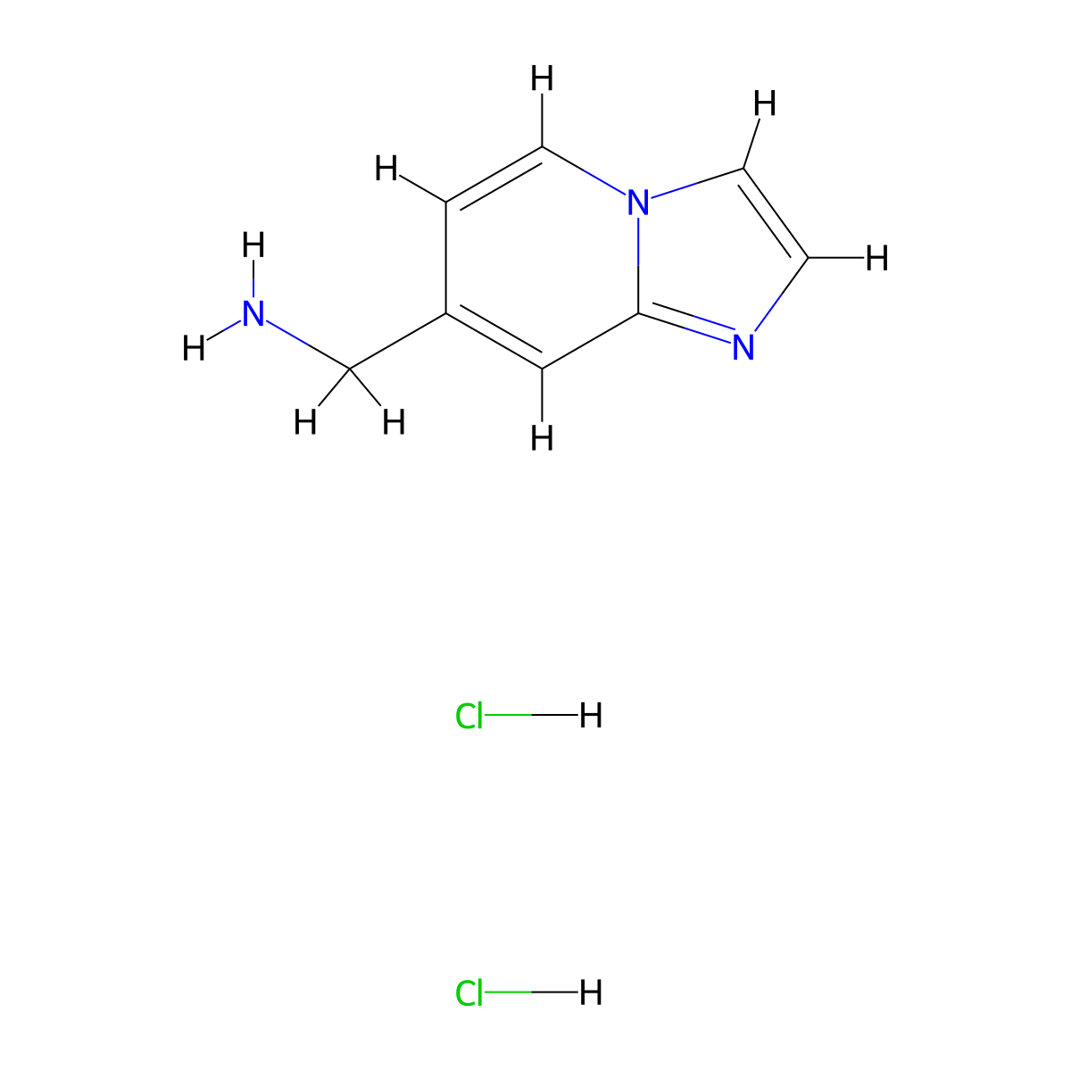 Imidazo[1,2-a]pyridin-7-ylmethanamine dihydrochloride molecular structure, CAS 2580236-90-2