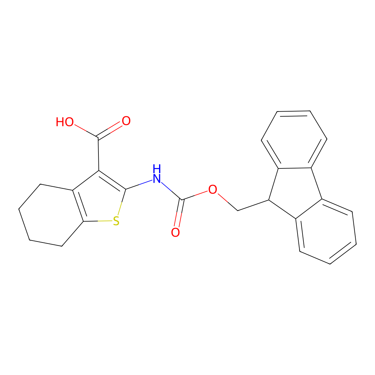 2-({[(9H-fluoren-9-yl)methoxy]carbonyl}amino)-4,5,6,7-tetrahydro-1-benzothiophene-3-carboxylic acid molecular structure, CAS 2580236-91-3