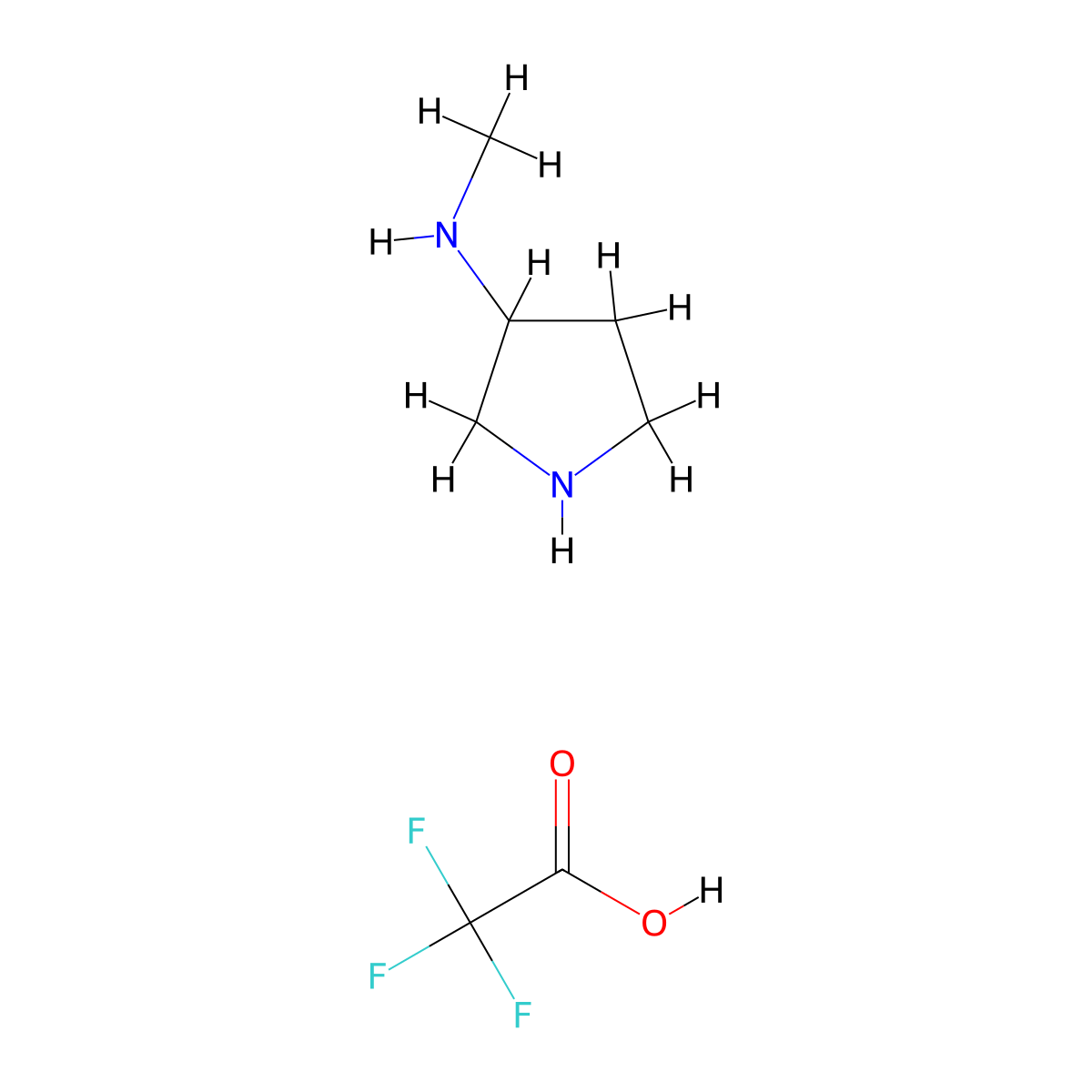N-methylpyrrolidin-3-amine; trifluoroacetic acid molecular structure, CAS 2580236-92-4