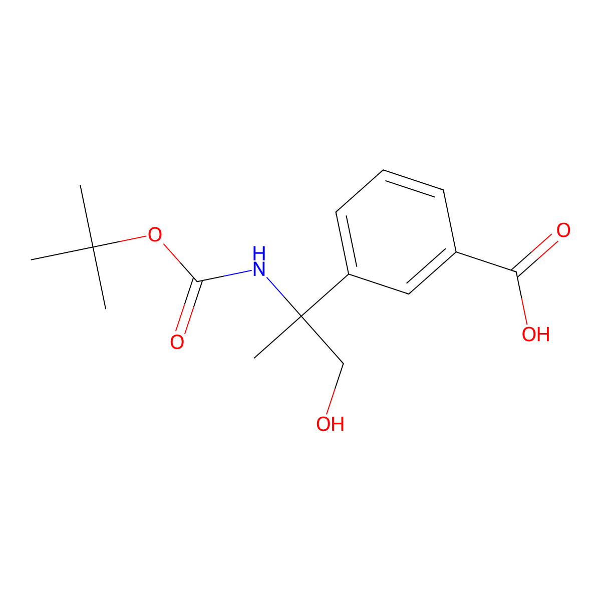 3-(2-{[(Tert-butoxy)carbonyl]amino}-1-hydroxypropan-2-yl)benzoic acid molecular structure, CAS 2580237-03-0