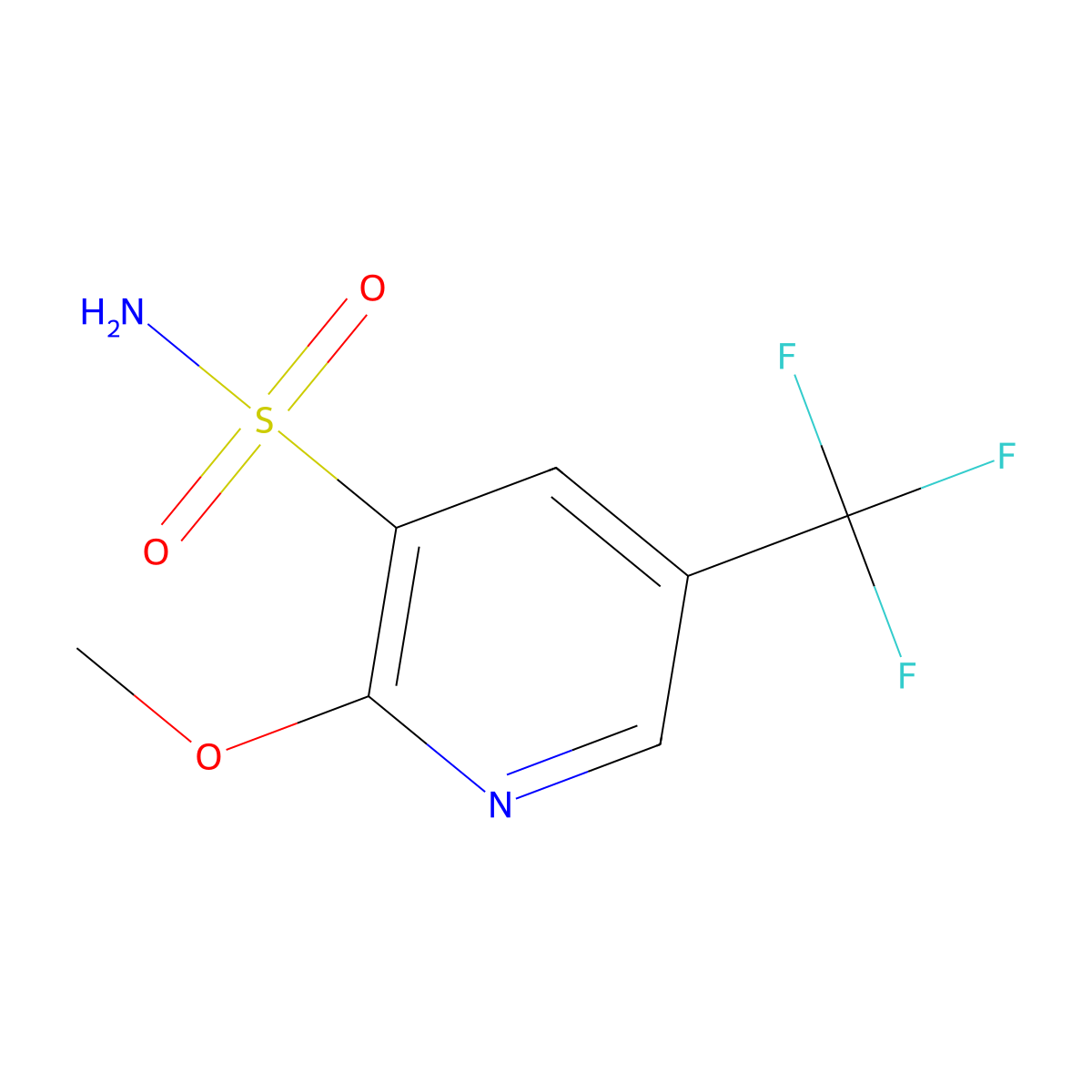 2-Methoxy-5-(trifluoromethyl)pyridine-3-sulfonamide molecular structure, CAS 2580237-05-2