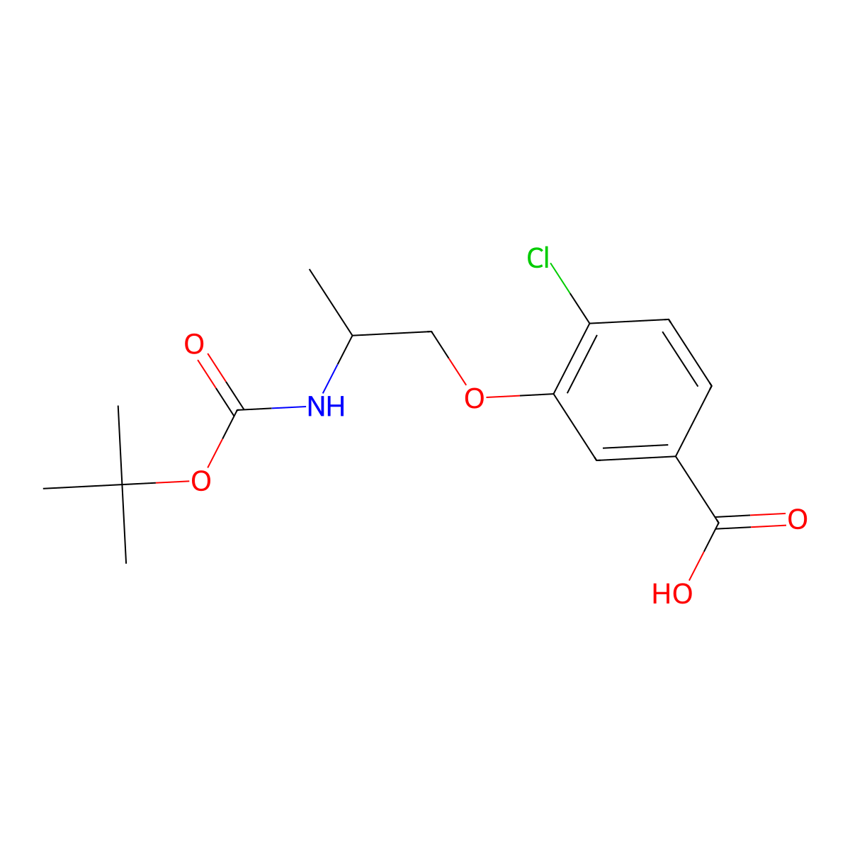 3-(2-{[(Tert-butoxy)carbonyl]amino}propoxy)-4-chlorobenzoic acid molecular structure, CAS 2580237-10-9