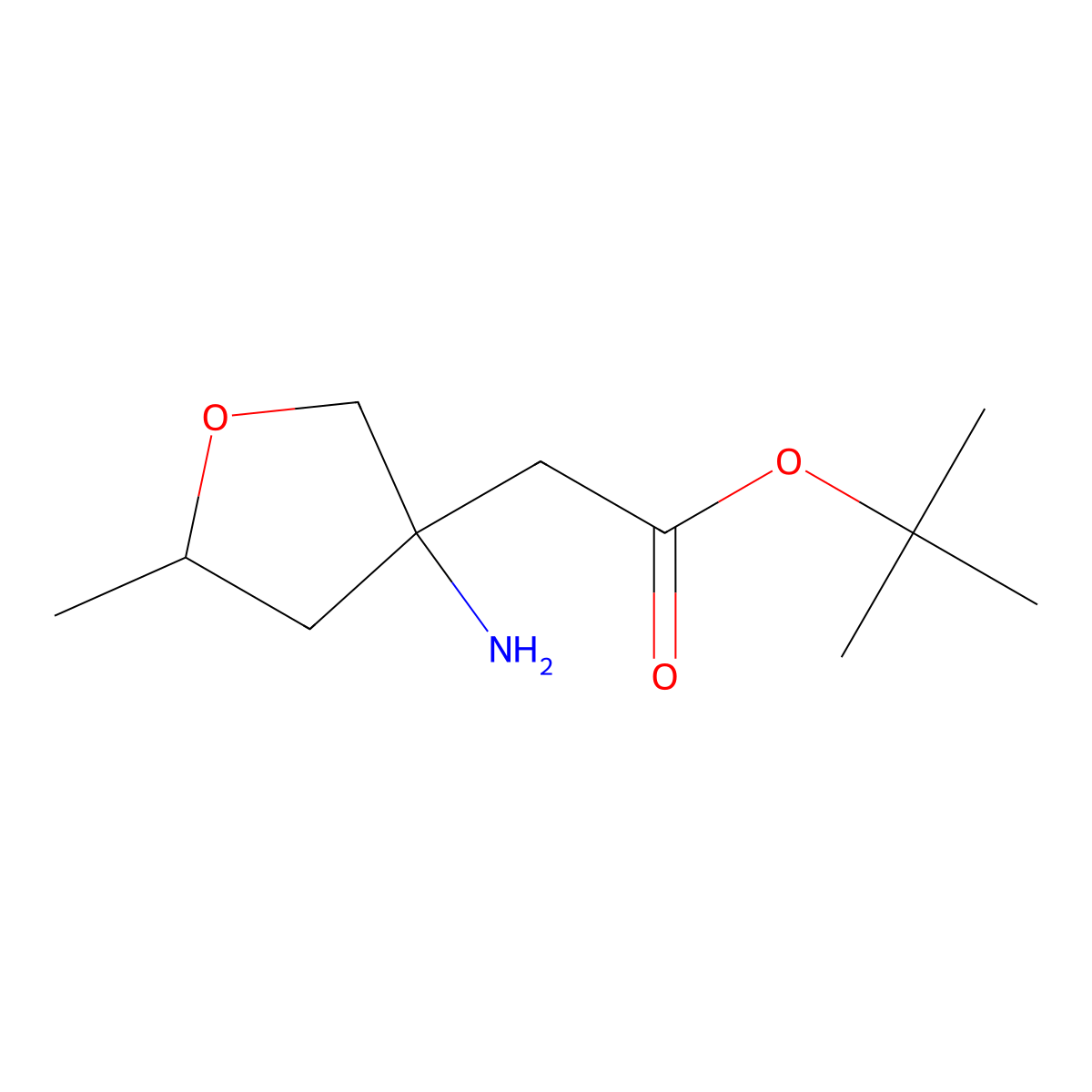 Tert-butyl 2-(3-amino-5-methyloxolan-3-yl)acetate molecular structure, CAS 2580237-22-3