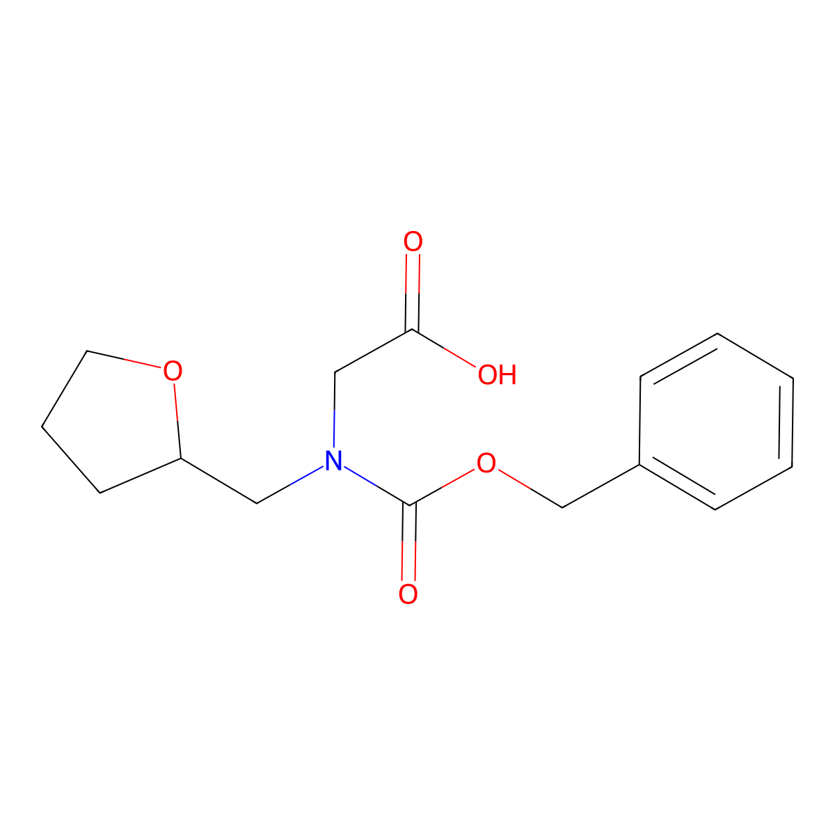 2-{[(Benzyloxy)carbonyl][(oxolan-2-yl)methyl]amino}acetic acid molecular structure, CAS 2580237-23-4