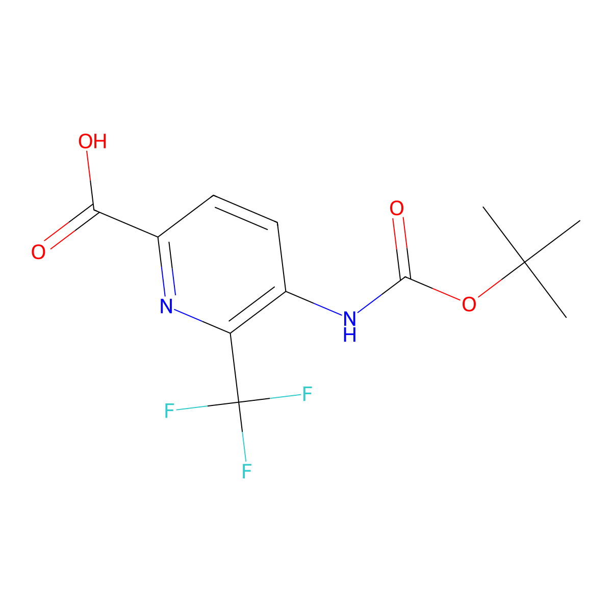 5-{[(Tert-butoxy)carbonyl]amino}-6-(trifluoromethyl)pyridine-2-carboxylic acid molecular structure, CAS 2580237-25-6