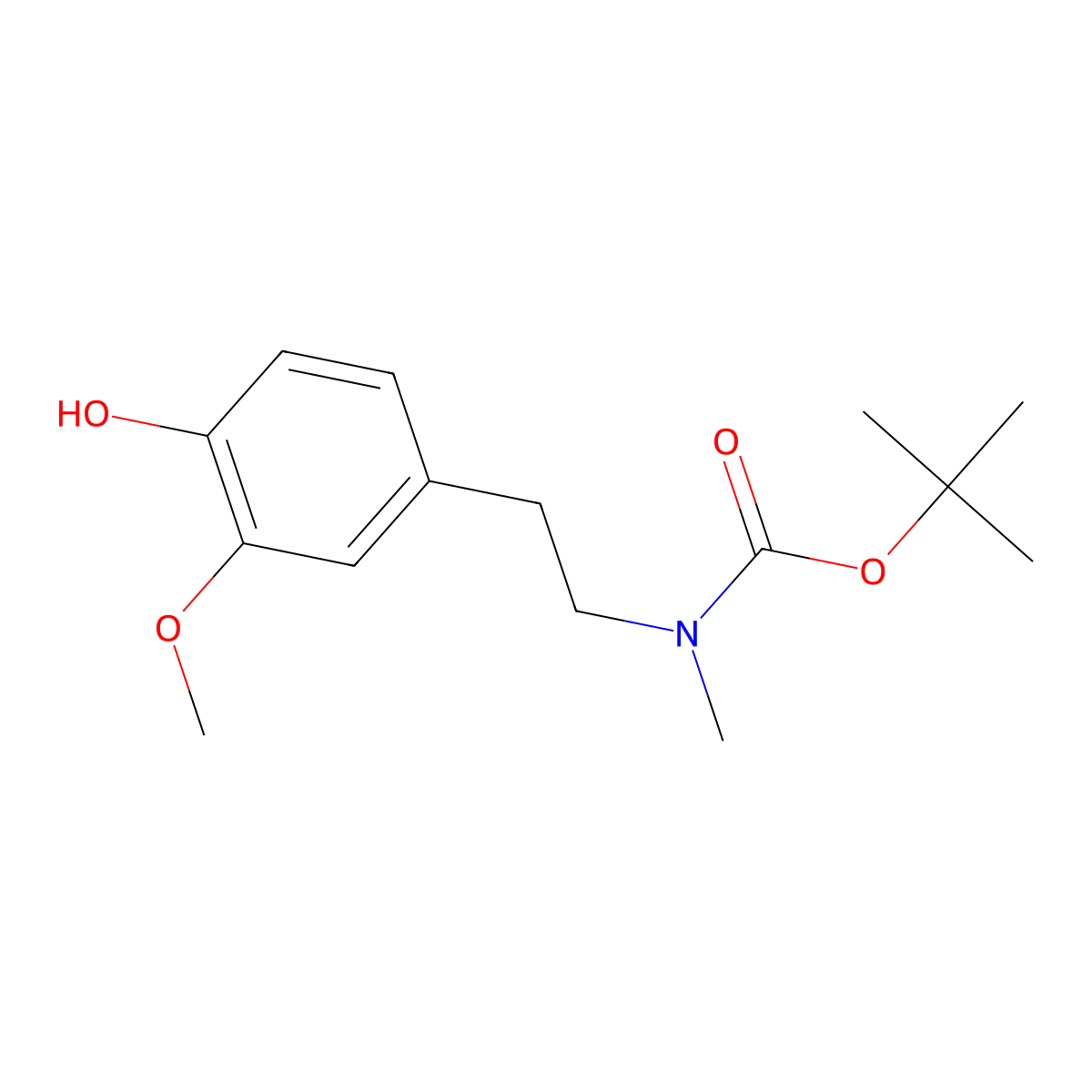 tert-butyl N-[2-(4-hydroxy-3-methoxyphenyl)ethyl]-N-methylcarbamate molecular structure, CAS 2580237-26-7