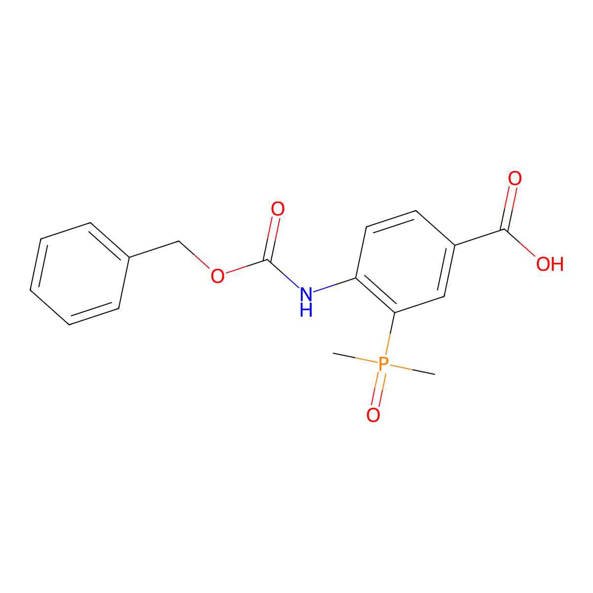 4-{[(Benzyloxy)carbonyl]amino}-3-(dimethylphosphoryl)benzoic acid molecular structure, CAS 2580237-33-6