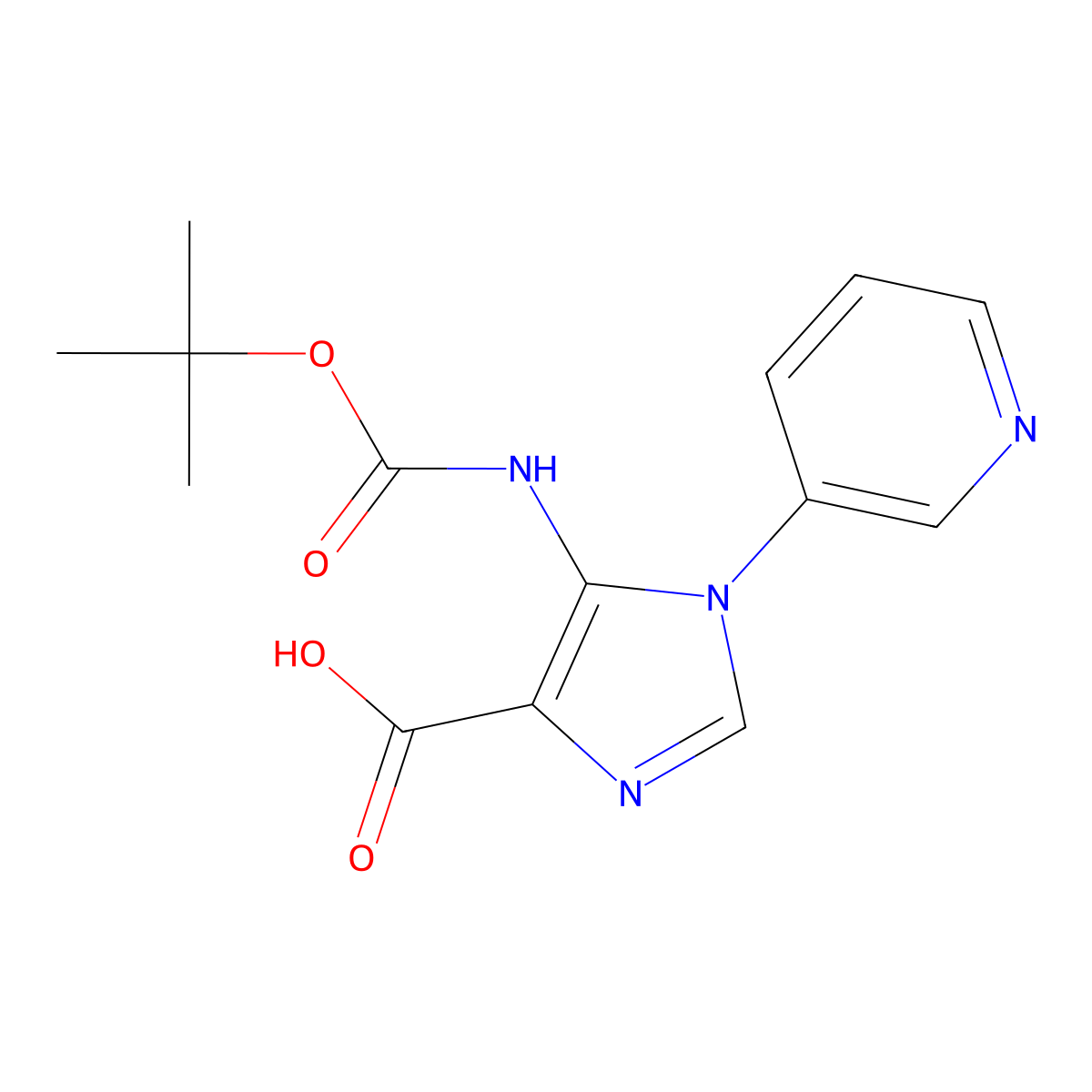 5-{[(tert-butoxy)carbonyl]amino}-1-(pyridin-3-yl)-1H-imidazole-4-carboxylic acid molecular structure, CAS 2580237-44-9