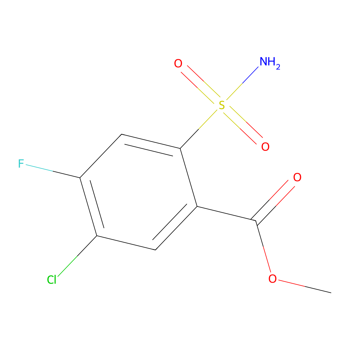Methyl 5-chloro-4-fluoro-2-sulfamoylbenzoate molecular structure, CAS 2580237-46-1