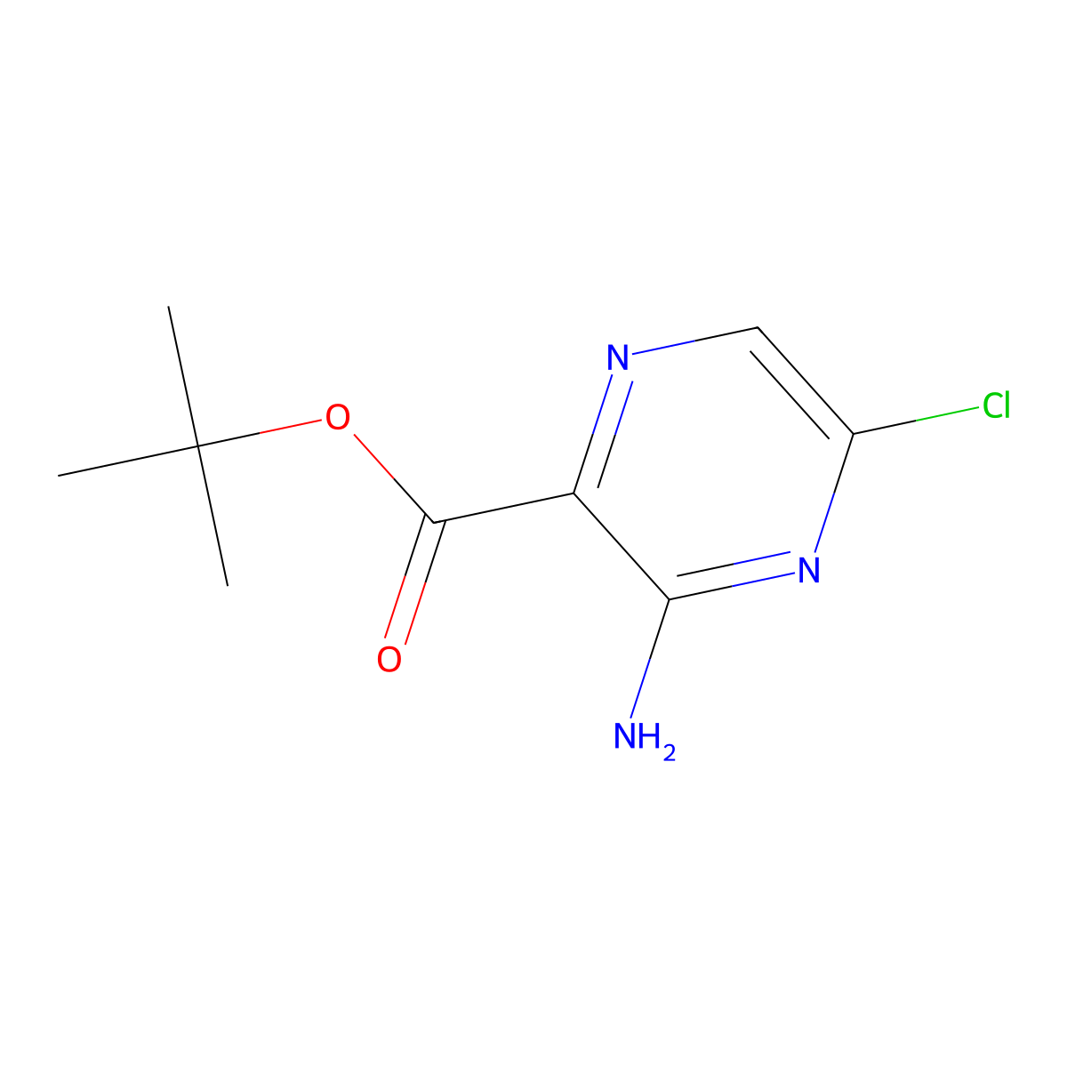Tert-butyl 3-amino-5-chloropyrazine-2-carboxylate molecular structure, CAS 2580237-49-4