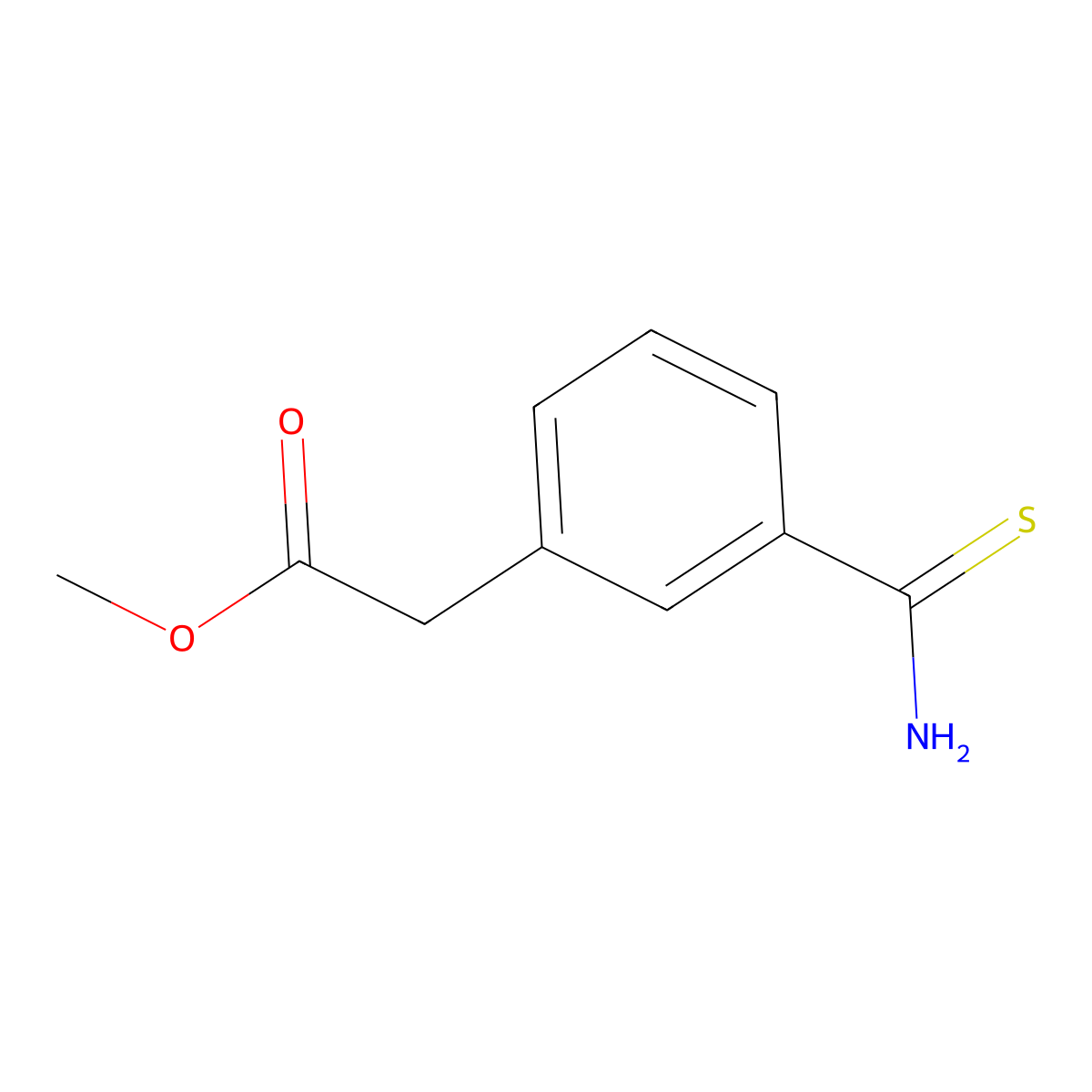 Methyl 2-(3-carbamothioylphenyl)acetate molecular structure, CAS 2580237-58-5