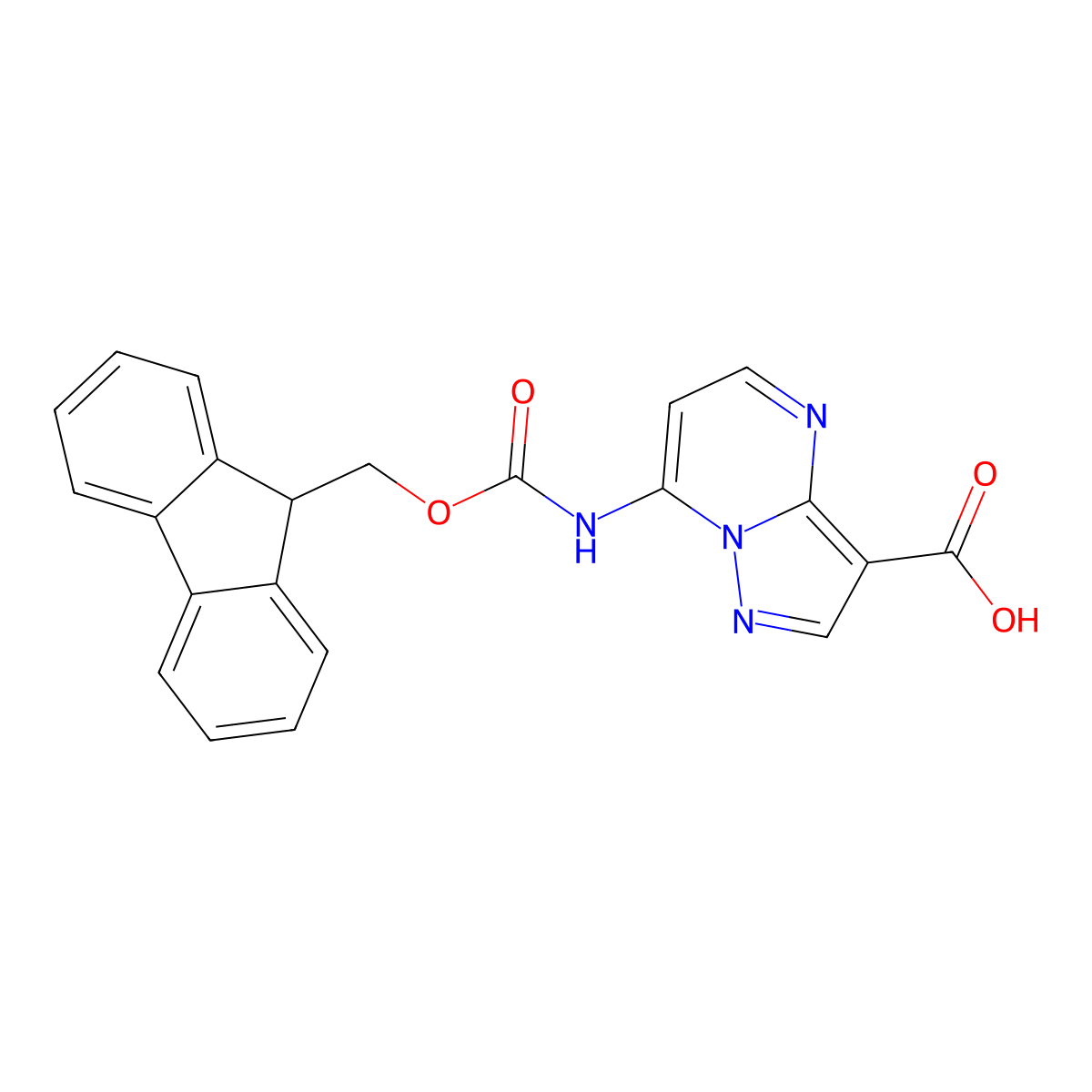 7-({[(9H-fluoren-9-yl)methoxy]carbonyl}amino)pyrazolo[1,5-a]pyrimidine-3-carboxylic acid molecular structure, CAS 2580237-59-6