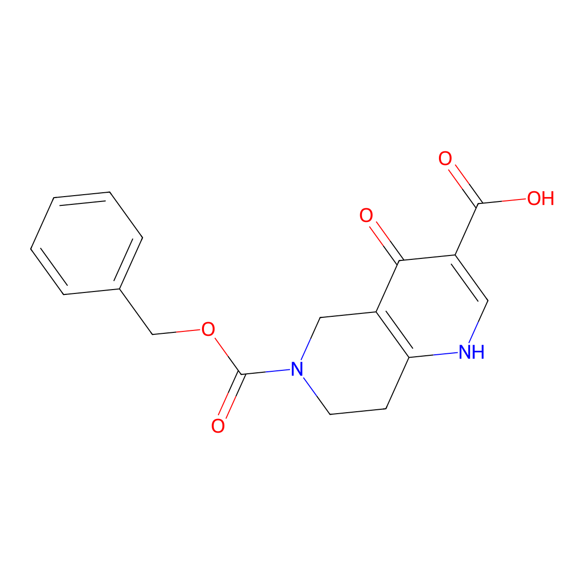 6-[(Benzyloxy)carbonyl]-4-hydroxy-5,6,7,8-tetrahydro-1,6-naphthyridine-3-carboxylic acid molecular structure, CAS 2580237-60-9