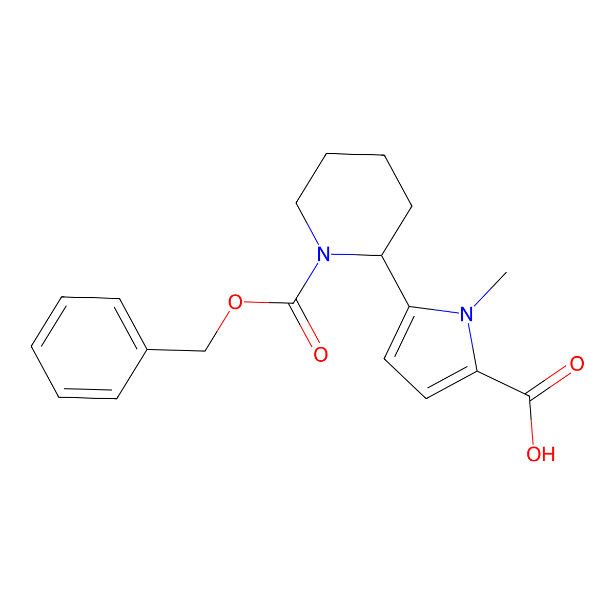 5-{1-[(benzyloxy)carbonyl]piperidin-2-yl}-1-methyl-1H-pyrrole-2-carboxylic acid molecular structure, CAS 2580237-62-1