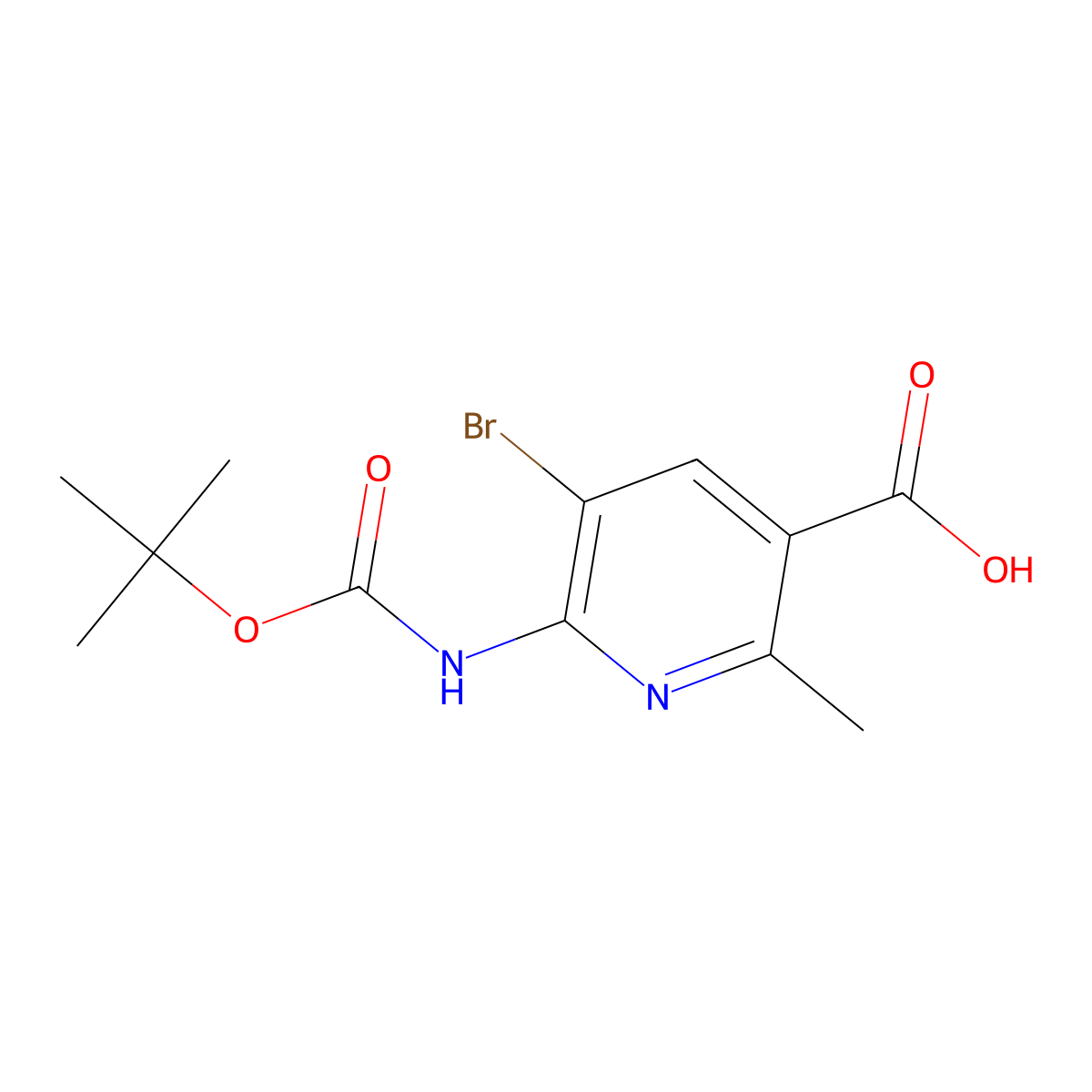 5-Bromo-6-{[(tert-butoxy)carbonyl]amino}-2-methylpyridine-3-carboxylic acid molecular structure, CAS 2580237-65-4