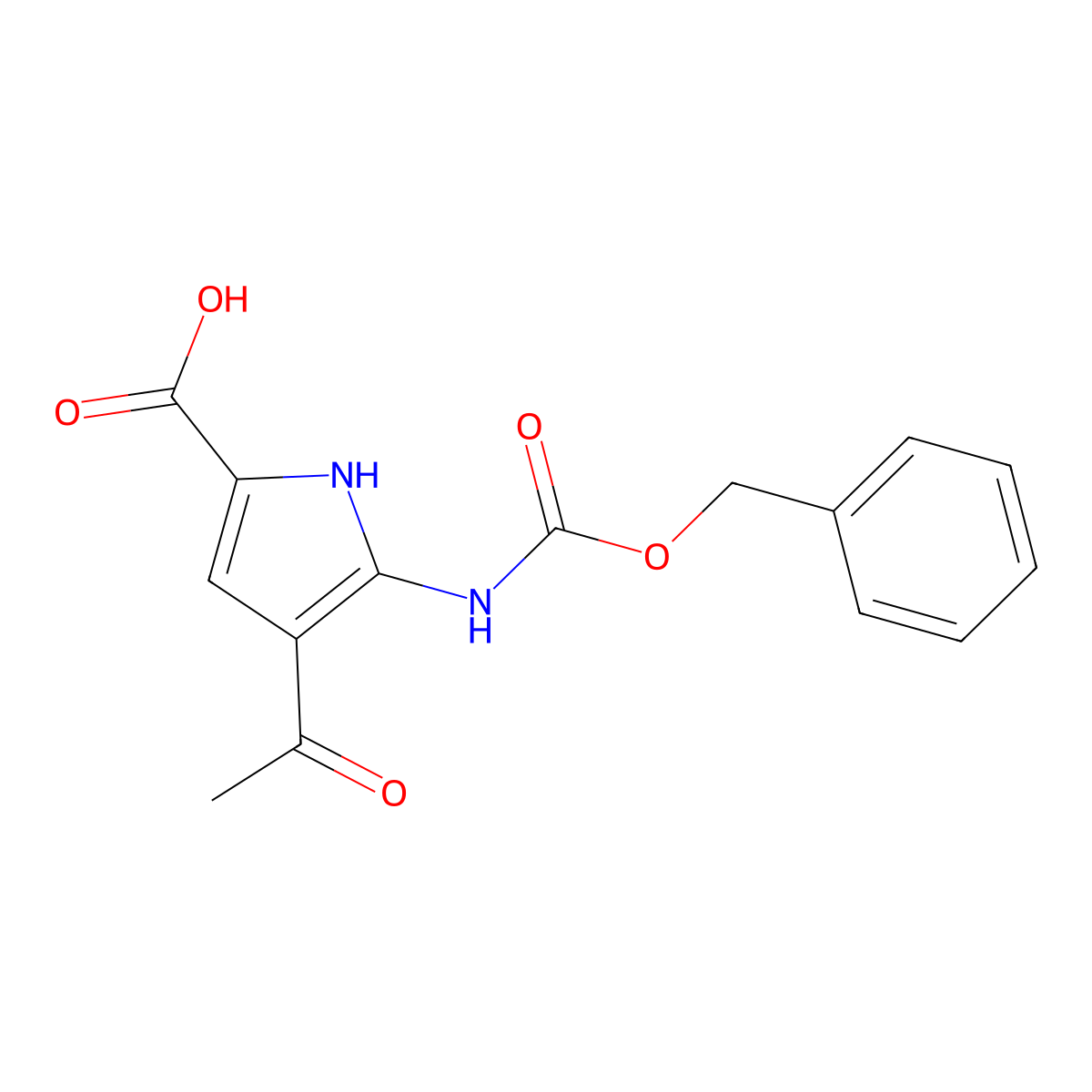 4-acetyl-5-{[(benzyloxy)carbonyl]amino}-1H-pyrrole-2-carboxylic acid molecular structure, CAS 2580237-73-4