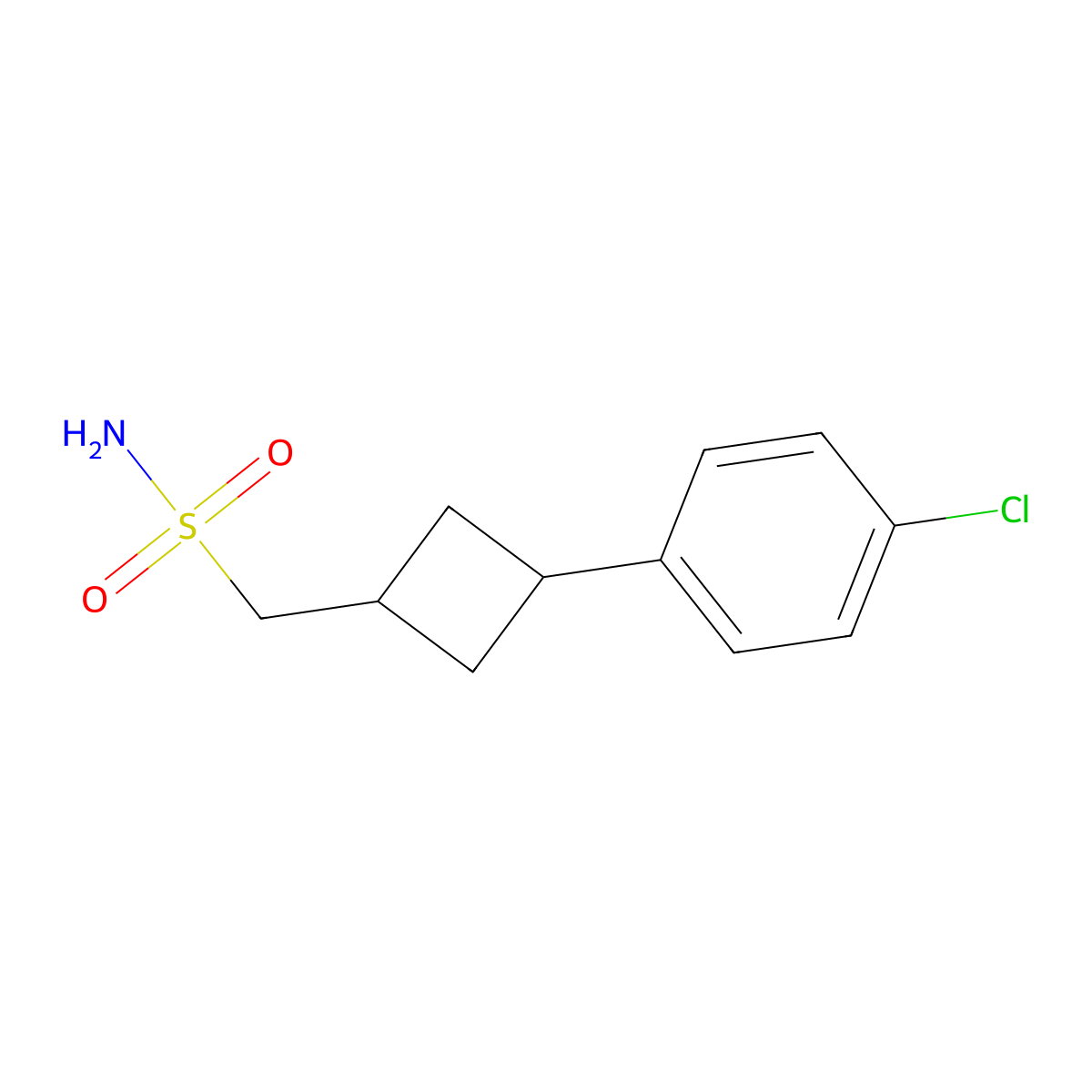 [3-(4-Chlorophenyl)cyclobutyl]methanesulfonamide molecular structure, CAS 2580237-74-5