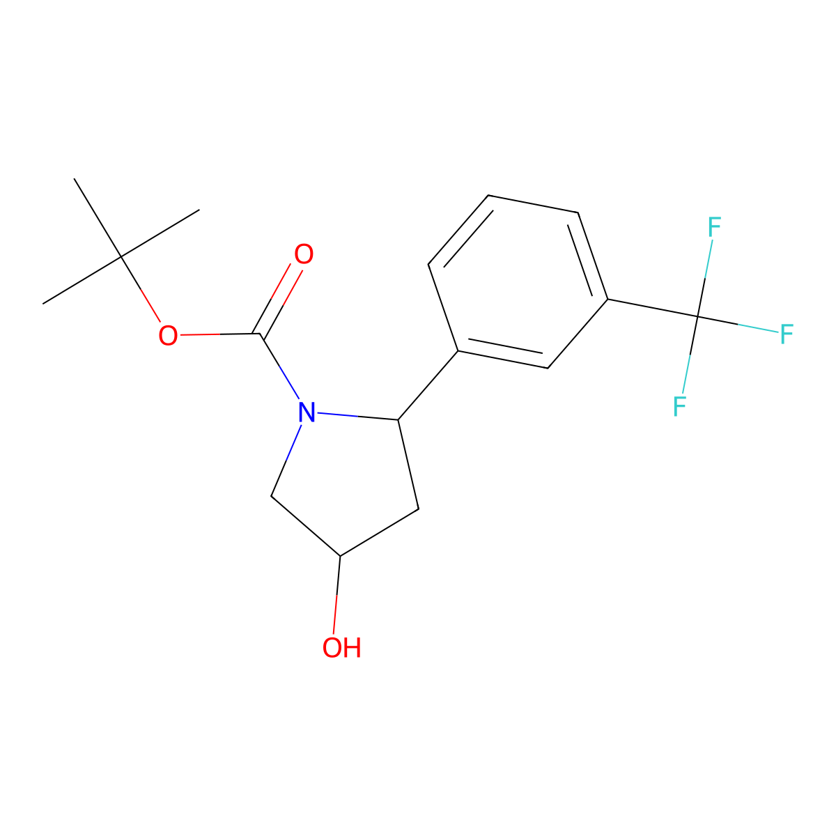 Tert-butyl 4-hydroxy-2-[3-(trifluoromethyl)phenyl]pyrrolidine-1-carboxylate molecular structure, CAS 2580237-78-9