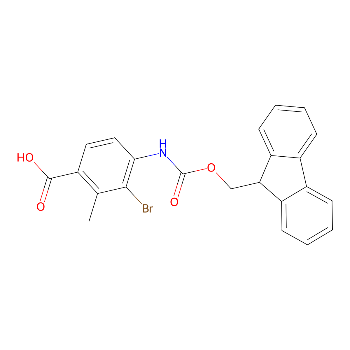 3-bromo-4-({[(9H-fluoren-9-yl)methoxy]carbonyl}amino)-2-methylbenzoic acid molecular structure, CAS 2580237-79-0