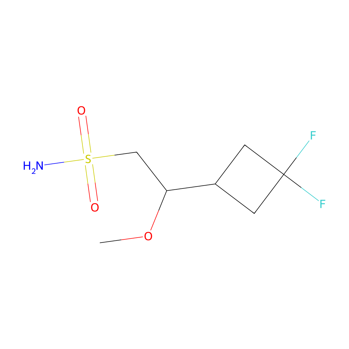 2-(3,3-Difluorocyclobutyl)-2-methoxyethane-1-sulfonamide molecular structure, CAS 2580237-84-7