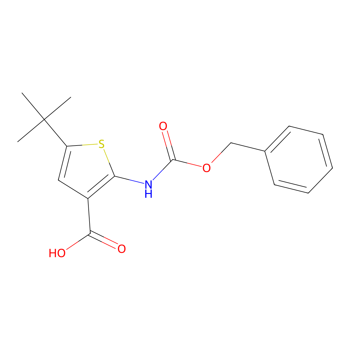 2-{[(Benzyloxy)carbonyl]amino}-5-tert-butylthiophene-3-carboxylic acid molecular structure, CAS 2580237-85-8