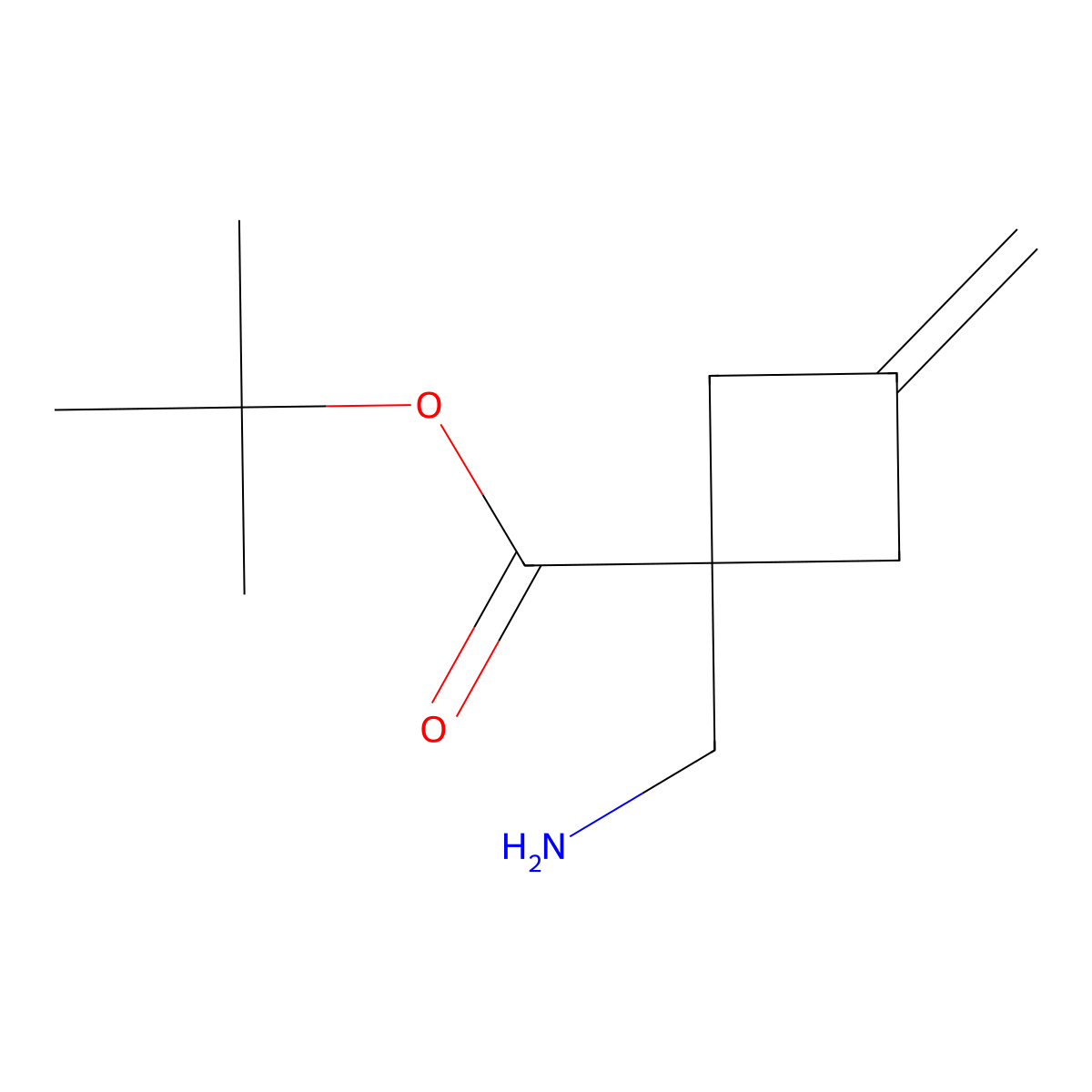 Tert-butyl 1-(aminomethyl)-3-methylidenecyclobutane-1-carboxylate molecular structure, CAS 2580237-99-4