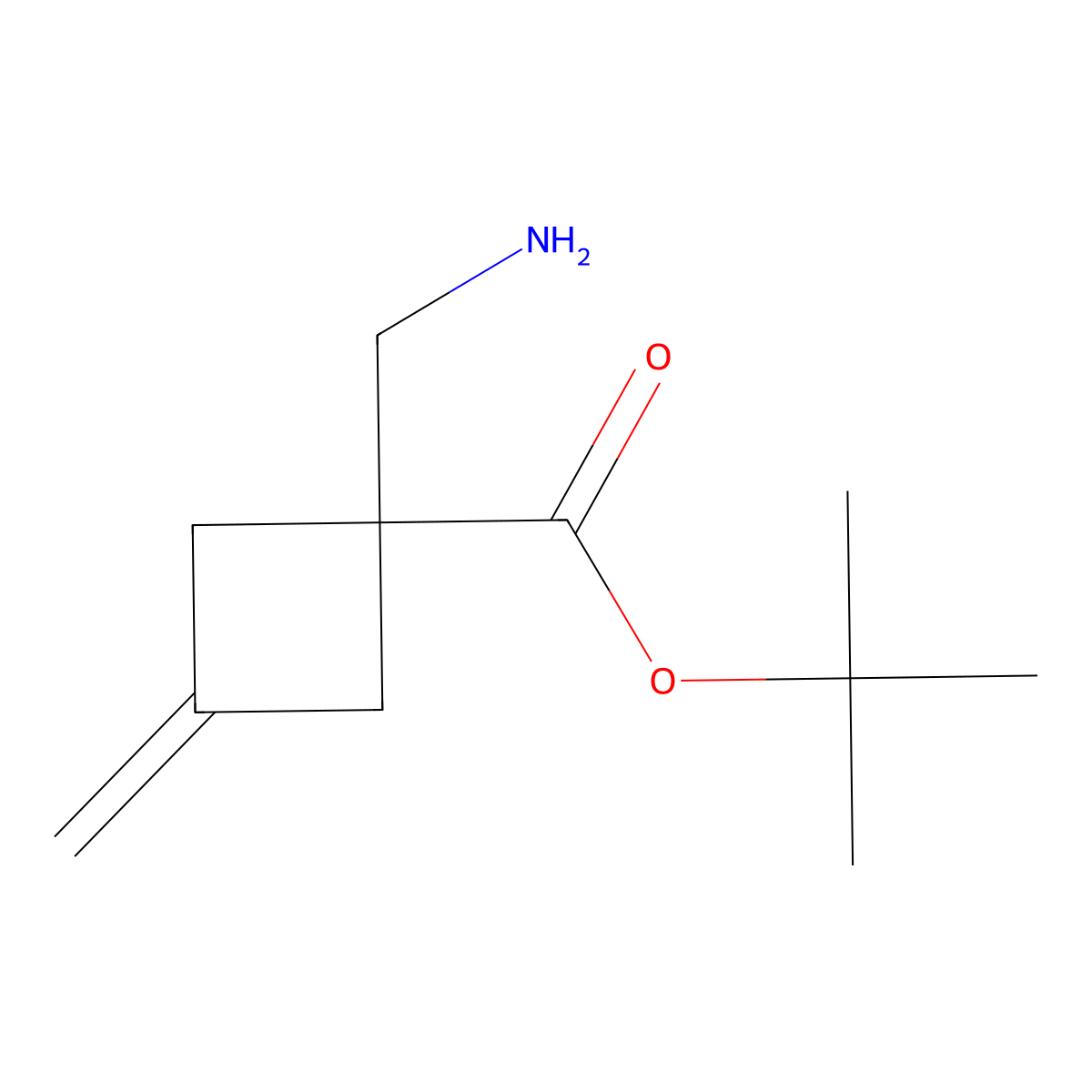 Tert-butyl 1-(aminomethyl)-3-methylidenecyclobutane-1-carboxylate molecular structure, CAS 2580237-99-4