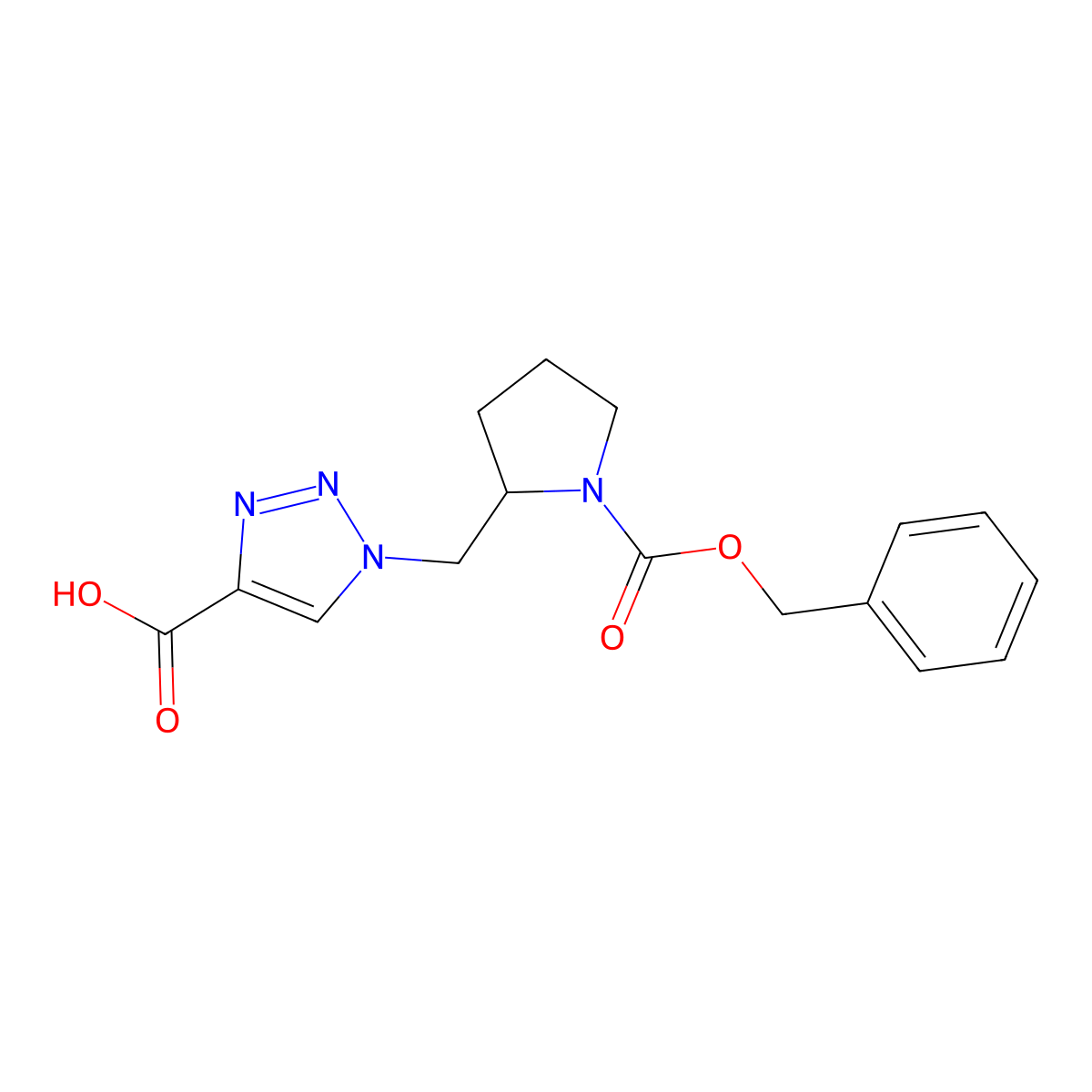 1-({1-[(benzyloxy)carbonyl]pyrrolidin-2-yl}methyl)-1H-1,2,3-triazole-4-carboxylic acid molecular structure, CAS 2580238-03-3